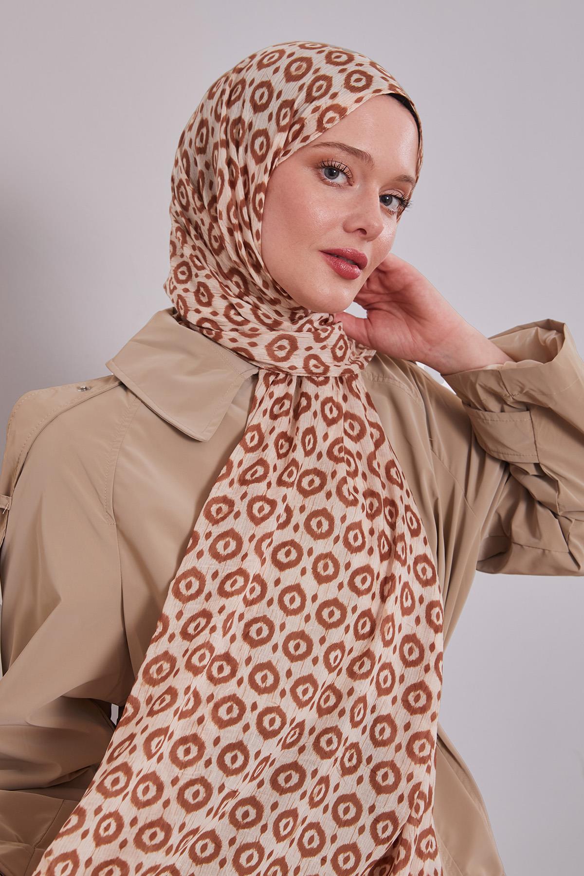 Fivescarf Bej Micro Desenli Craze Comfort Şal