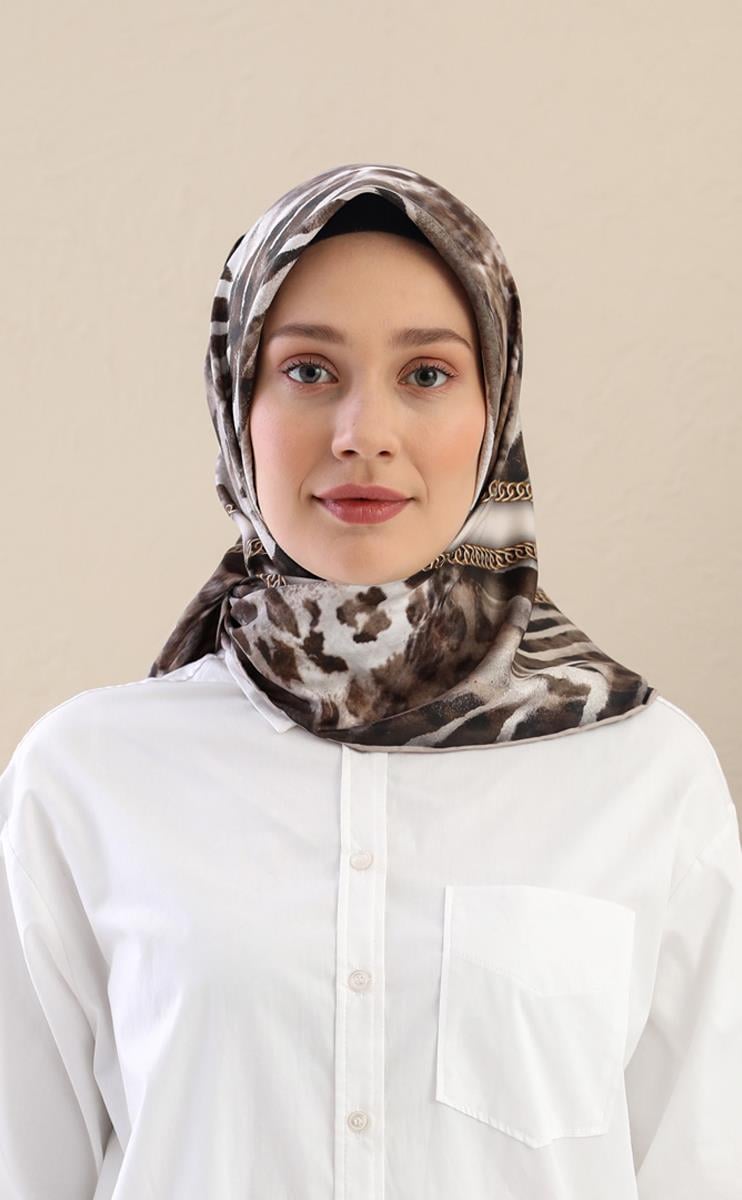 Fivescarf Bej Twill Digital Eşarp