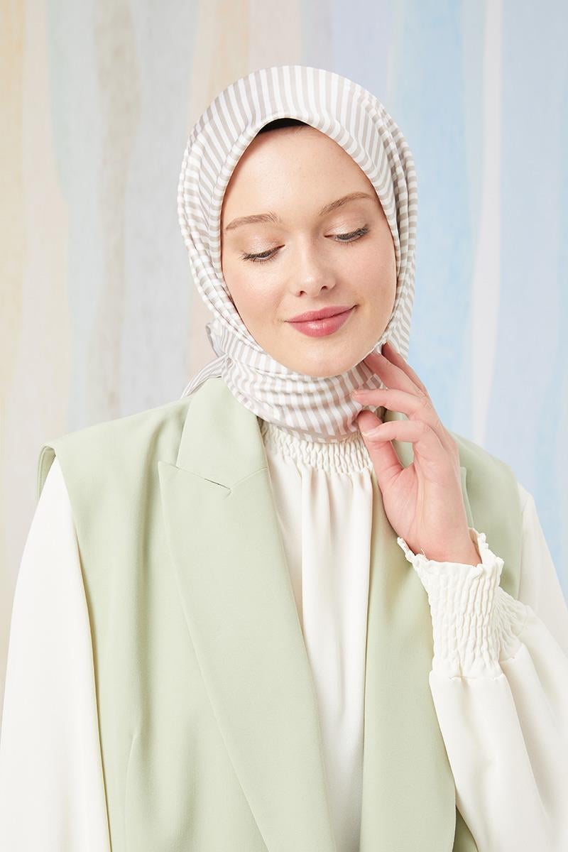 Fivescarf Bej Twill Digital Eşarp