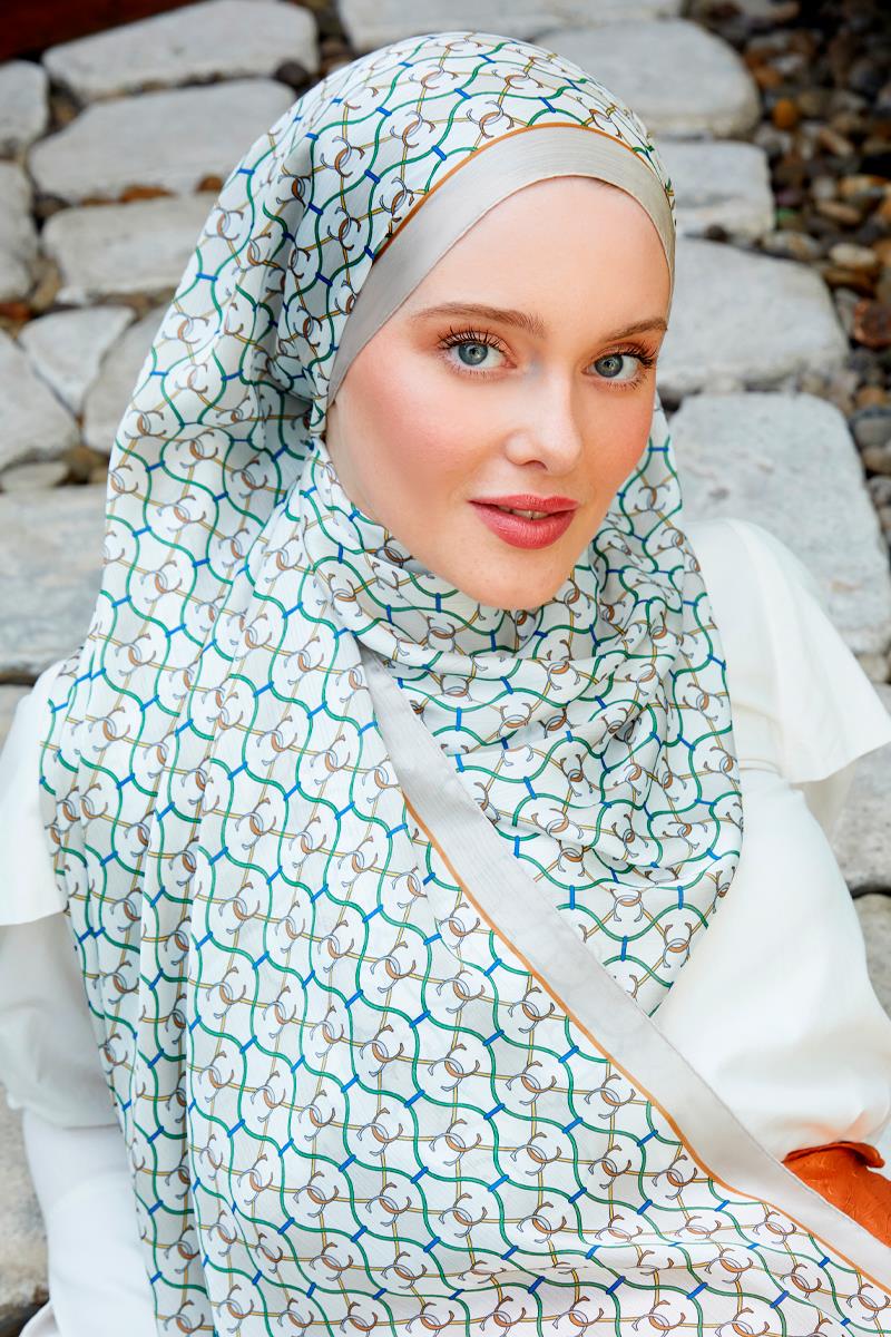 Fivescarf Bej Zincir Desen Brand Şal