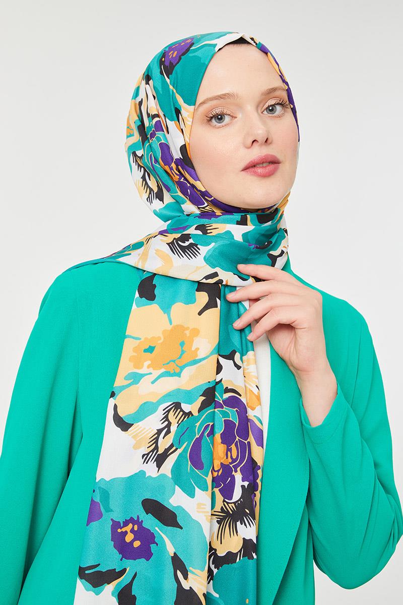 Fivescarf Benetton Çiçek Desenli Mono Şal