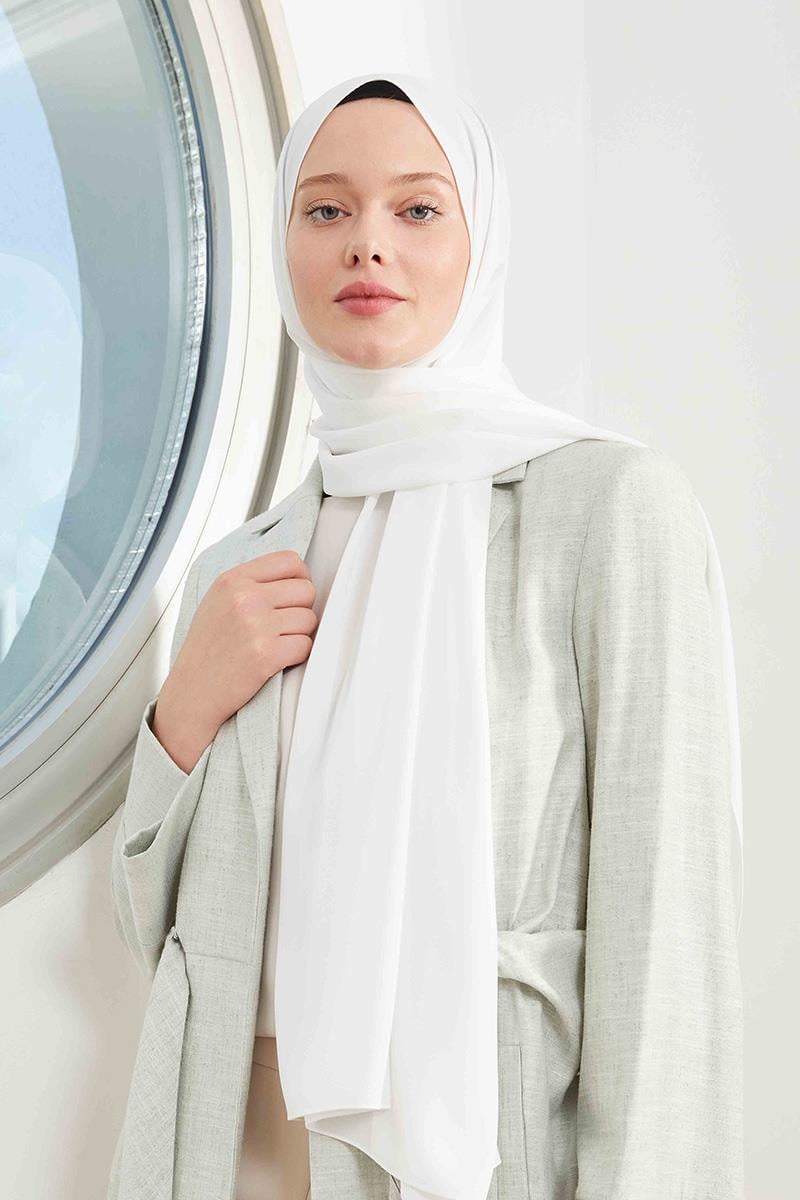 Fivescarf Beyaz Medine İpeği Şal