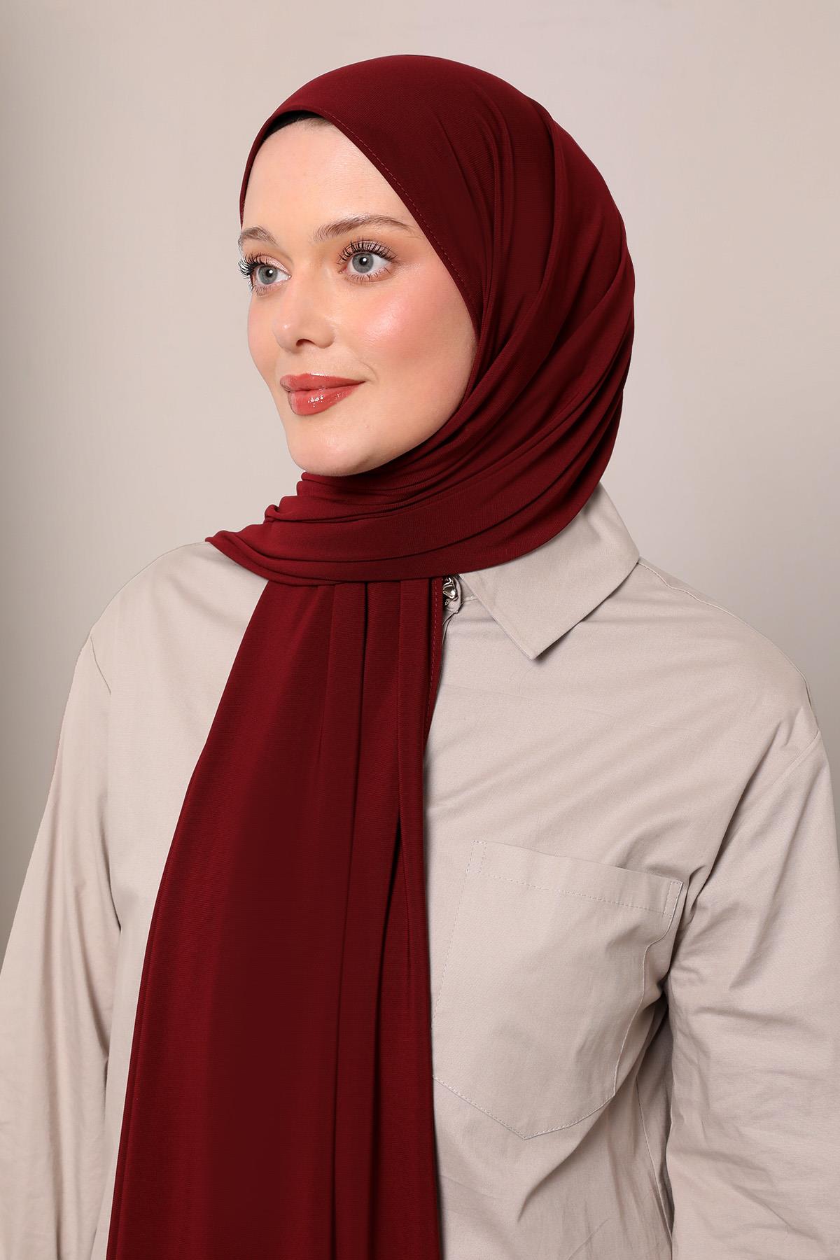 Fivescarf Bordo Düz Premium Jersey Şal