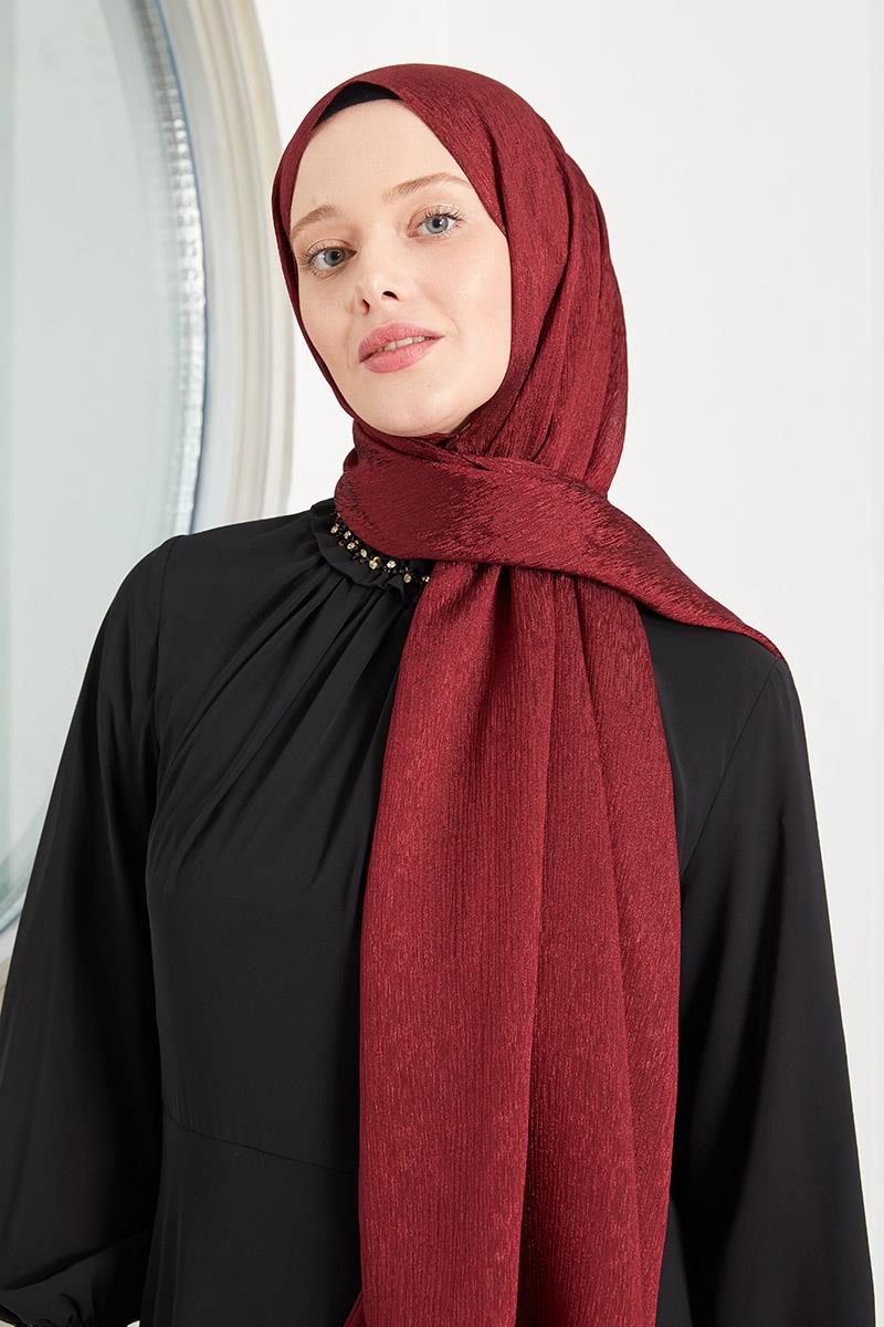 Fivescarf Bordo Elmas Abiye Şal