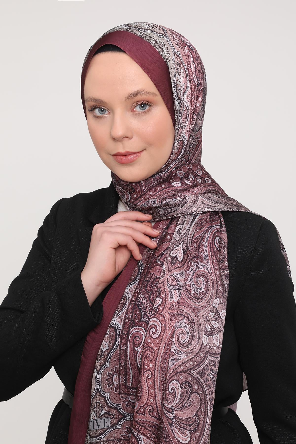 Fivescarf Bordo Gölgeli Desen Brand Şal