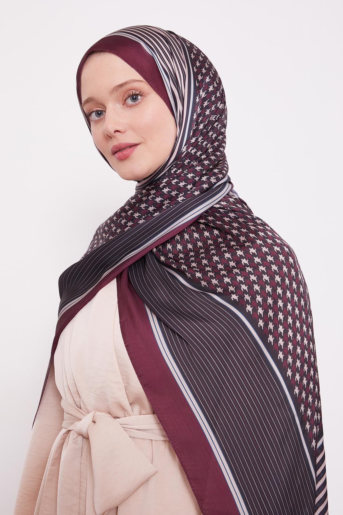 Fivescarf Bordo Kazayağı Desen Brand Şal