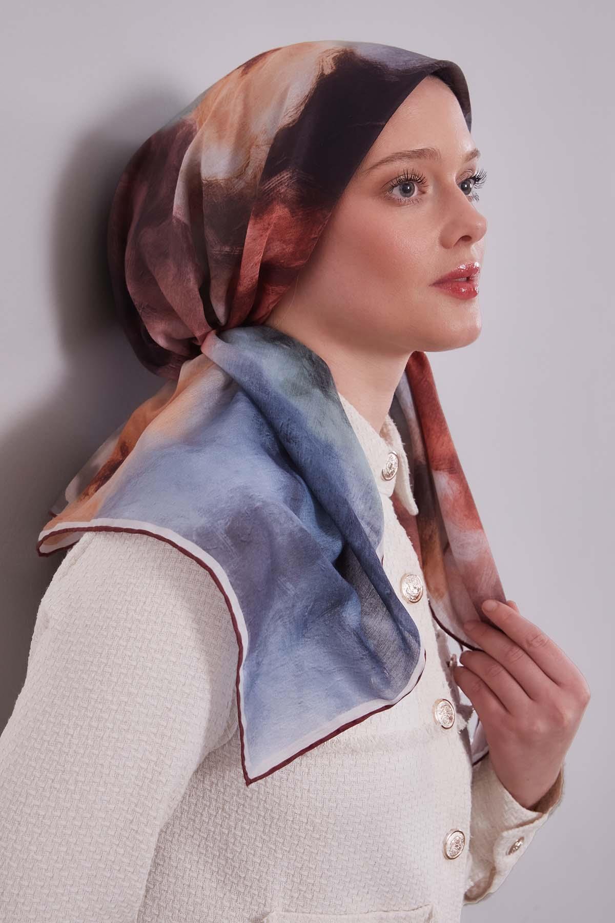 Fivescarf Bordo Lotus Çiçeği Silk Coton Eşarp