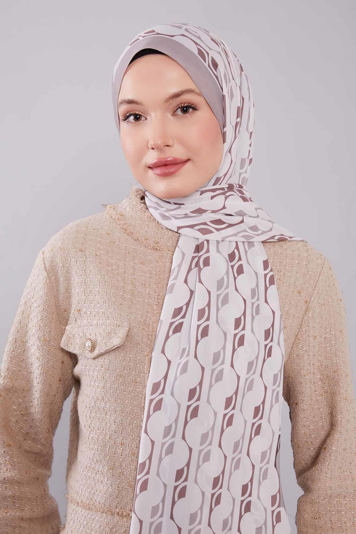 Fivescarf Çakıl Taşı Geometrik Desen Mono Şal