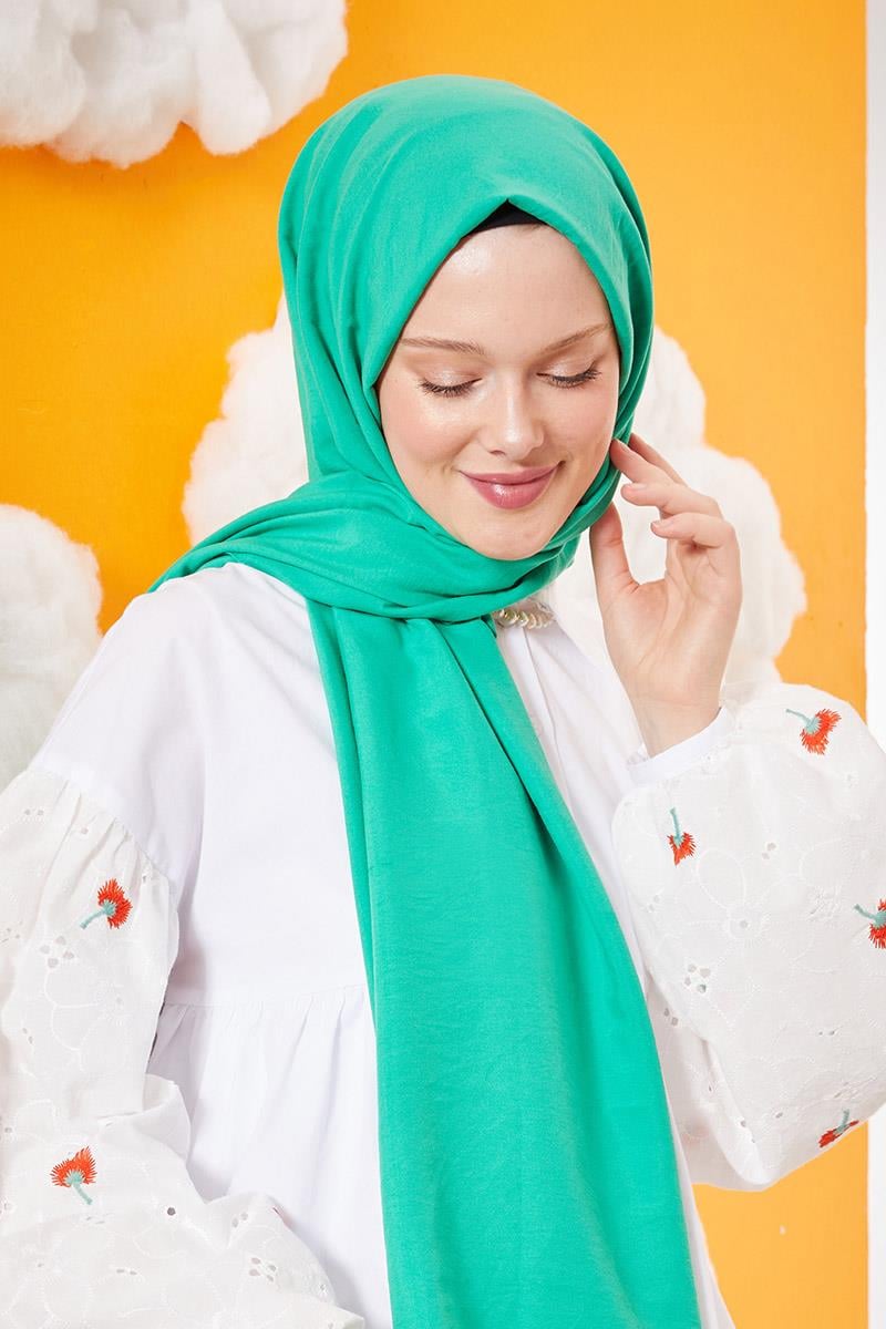 Fivescarf Çam Yeşili Pamuk Cazz Şal