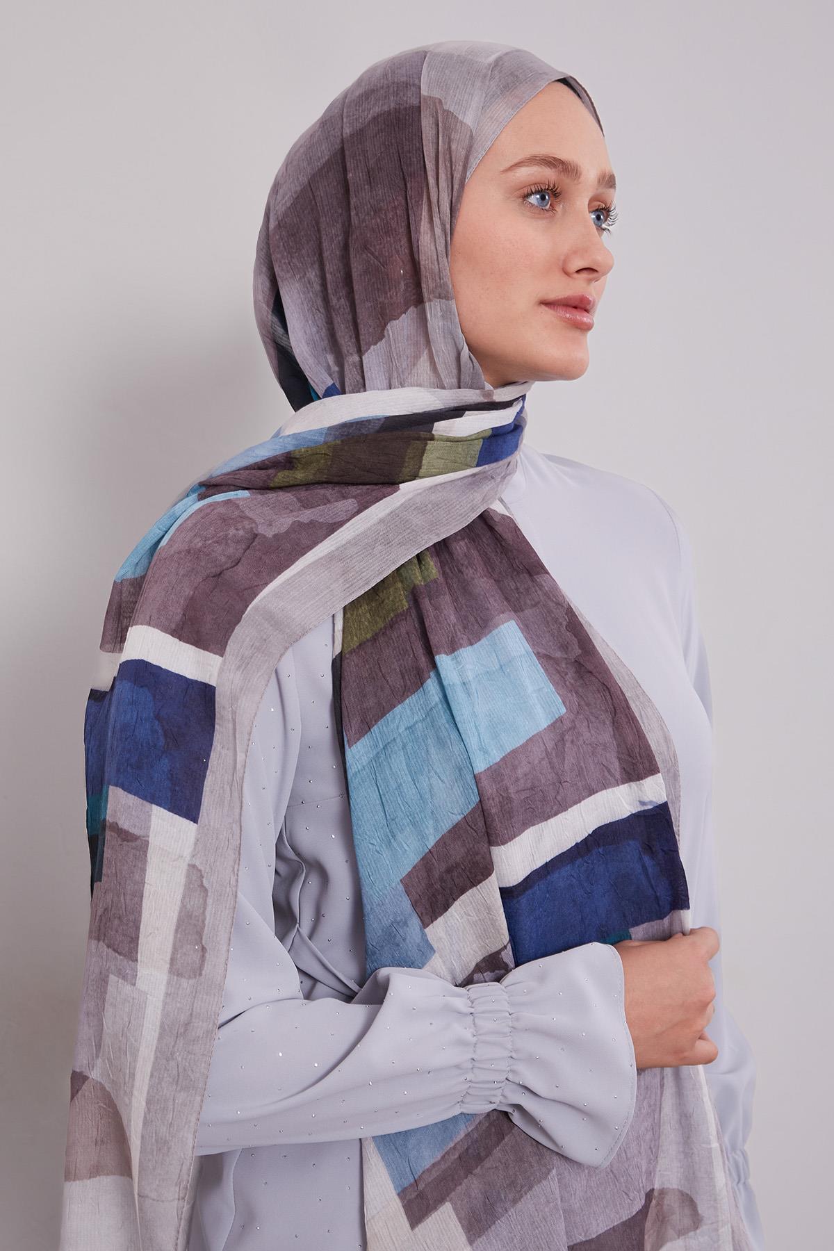Fivescarf Cappuccino Geometrik Desen Craze Comfort Şal
