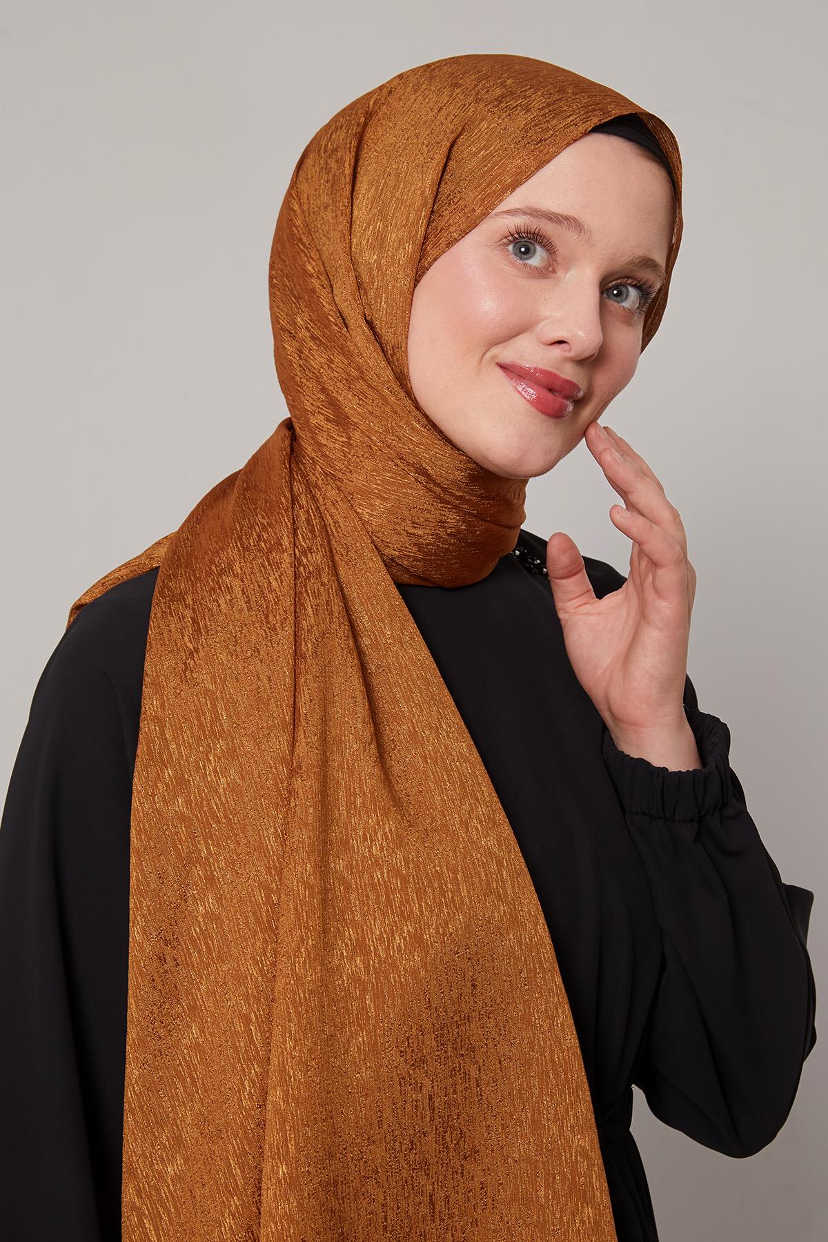 Fivescarf Çikolata Kahve Simli Diamond Şal