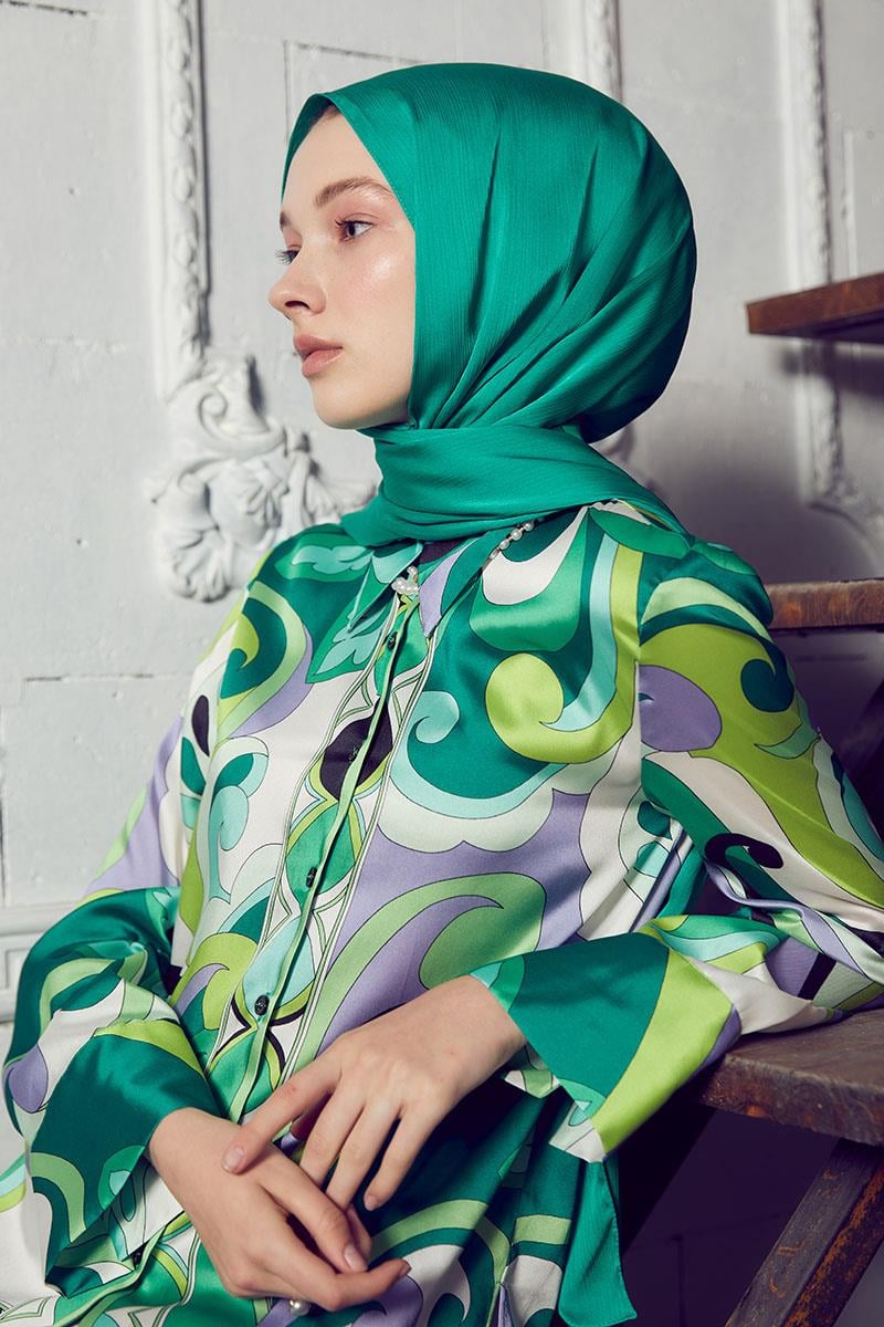 Fivescarf Çimen Yeşili Brillant Abiye Şal