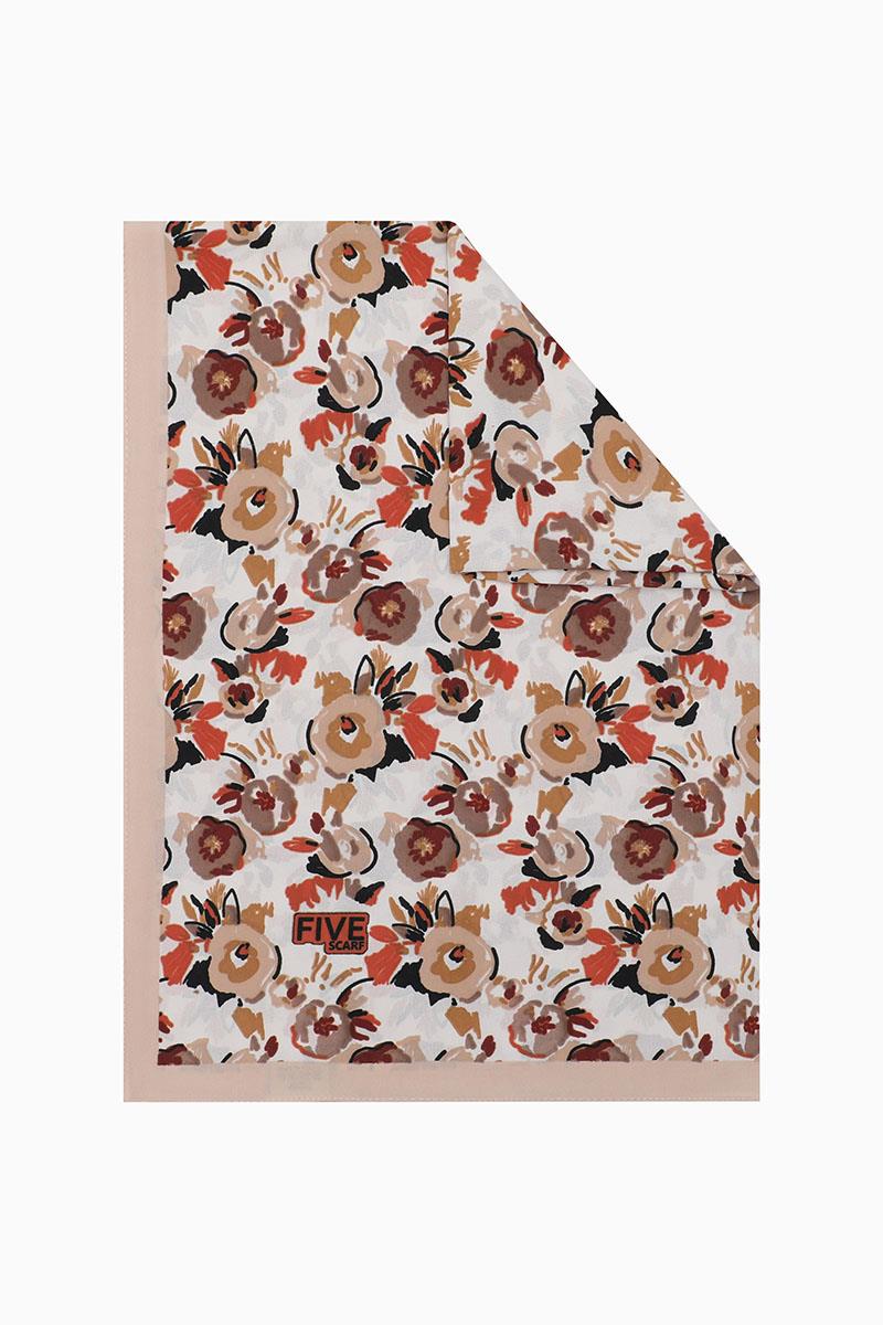 Fivescarf Ekru Fulya Desen Krep Şal