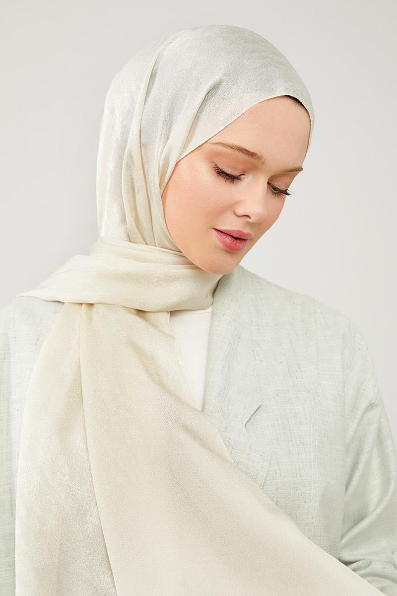 Fivescarf Ekru Jakarlı Elegance Şal