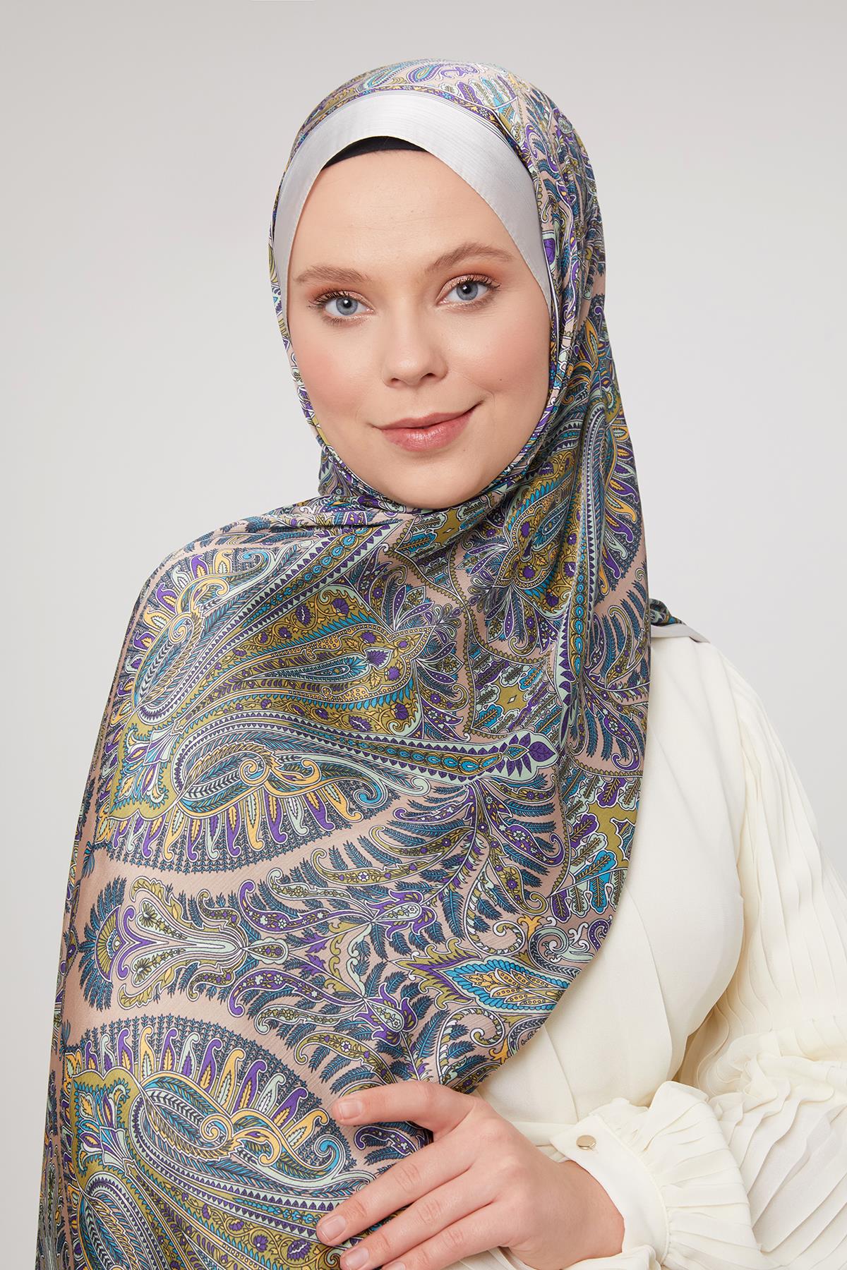 Fivescarf Ekru Motif Desen Brand Şal