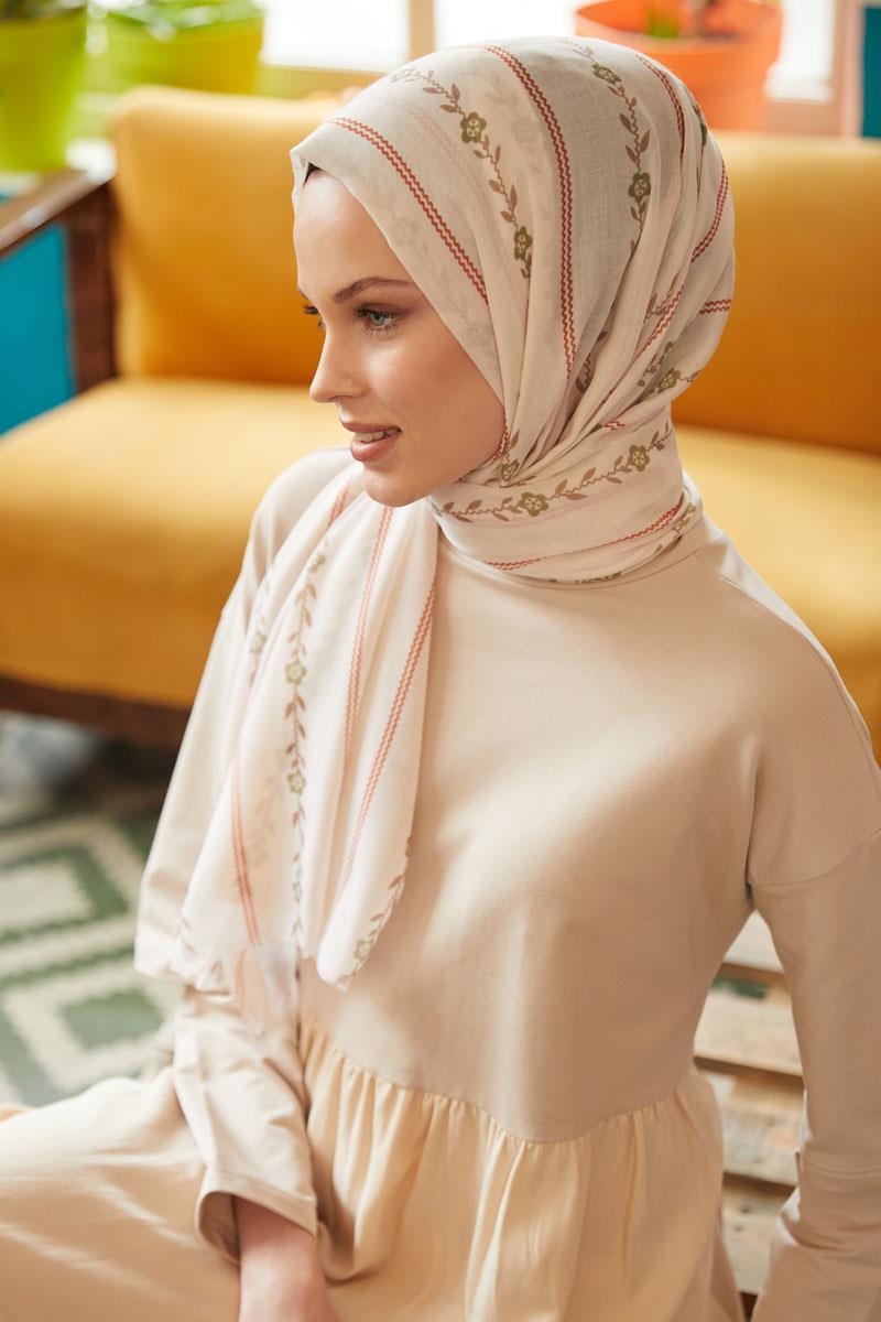 Fivescarf Ekru Relax Papatya Şal