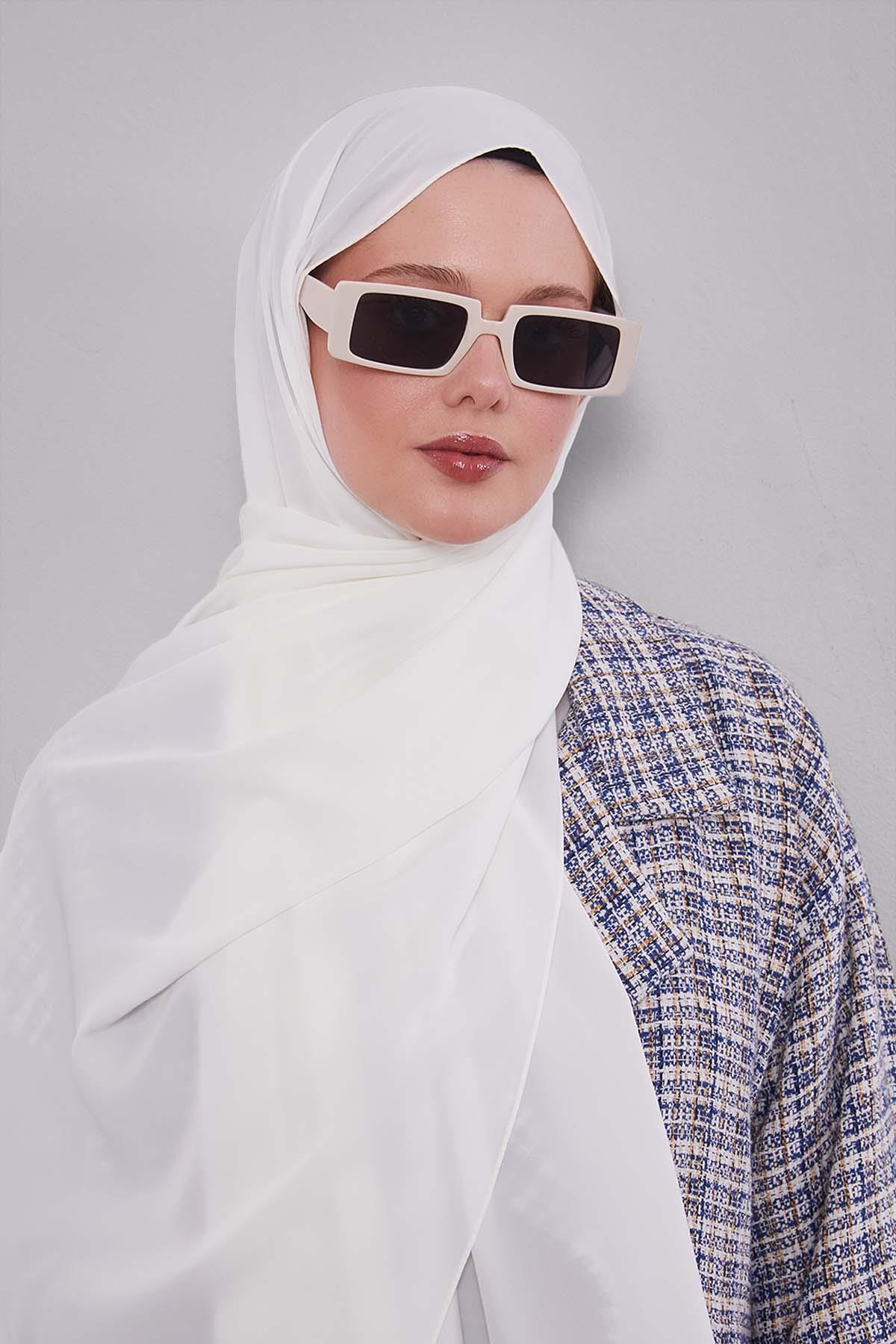 Fivescarf Ekru Taşlı Lüx Medine İpeği Şal