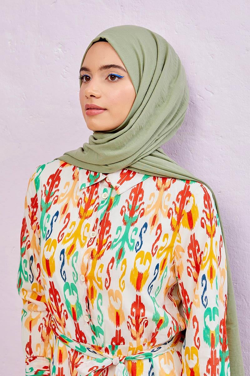 Fivescarf Fıstık Yeşili Olay Pamuk Şal