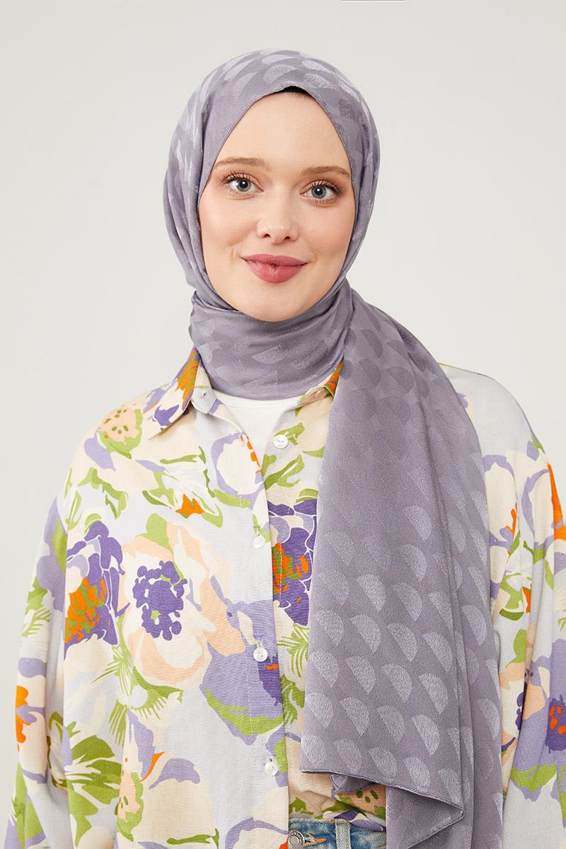 Fivescarf Füme Ay Desen Jakarlı Elegance Şal