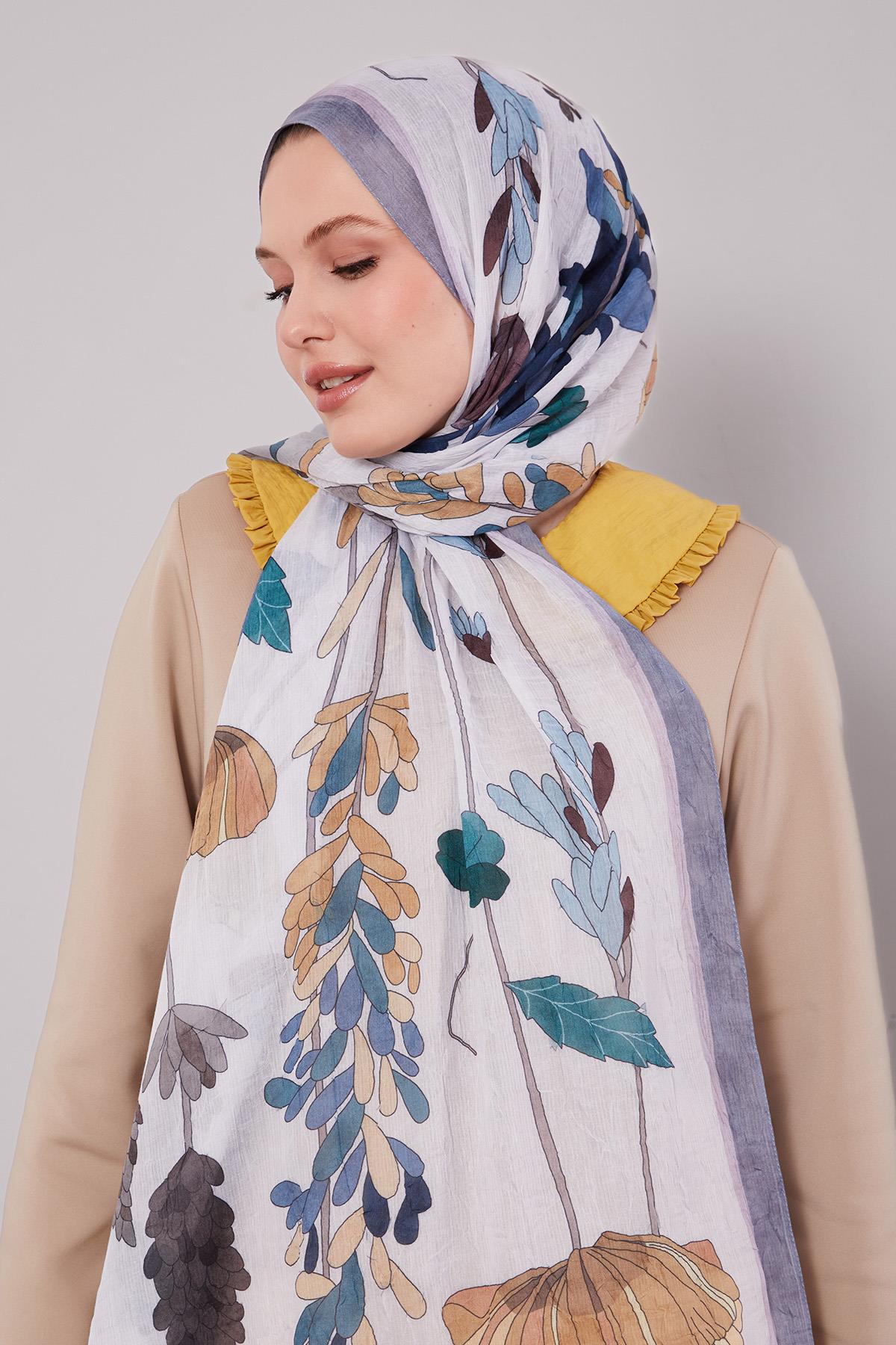 Fivescarf Füme Büyük Çiçek Desenli Craze Comfort Şal