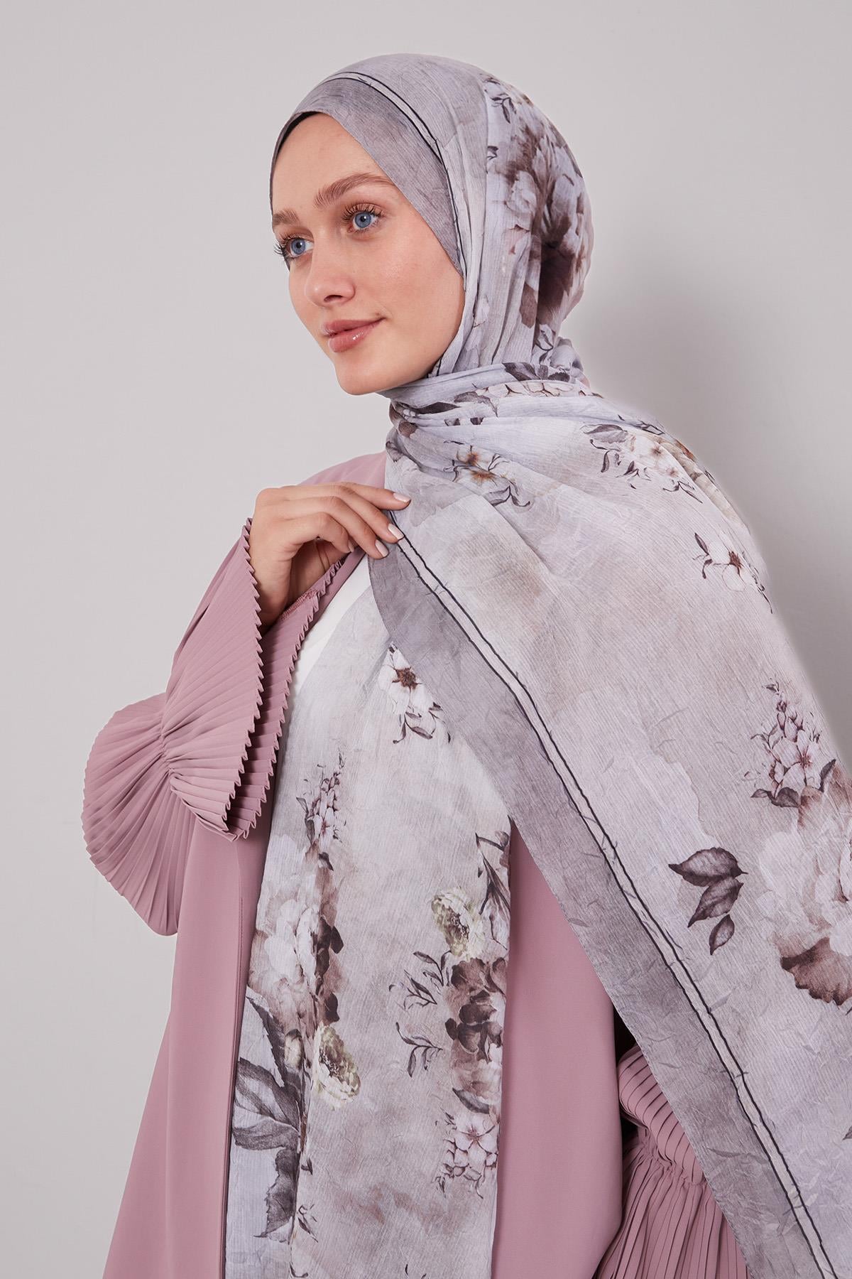 Fivescarf Füme Çicekli Craze Comfort Şal