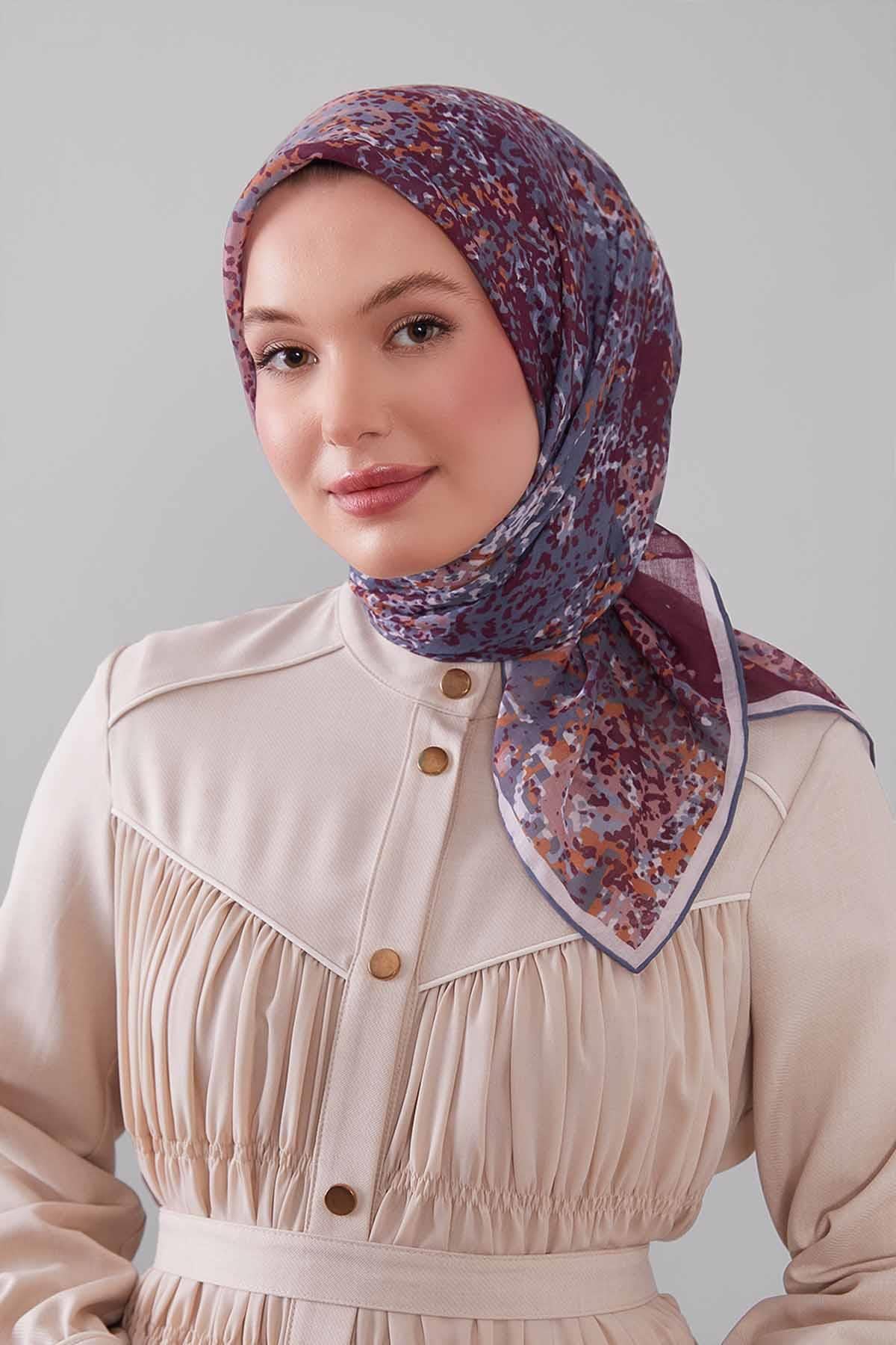 Fivescarf Füme Mozaik Desen Silk Coton Eşarp