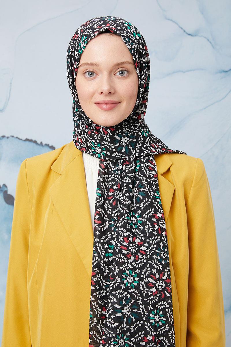 Fivescarf Fuşya Desenli Cotton Şal