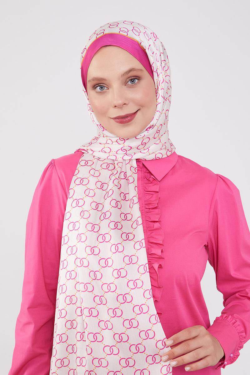 Fivescarf Fuşya Halka Desen Brand Şal