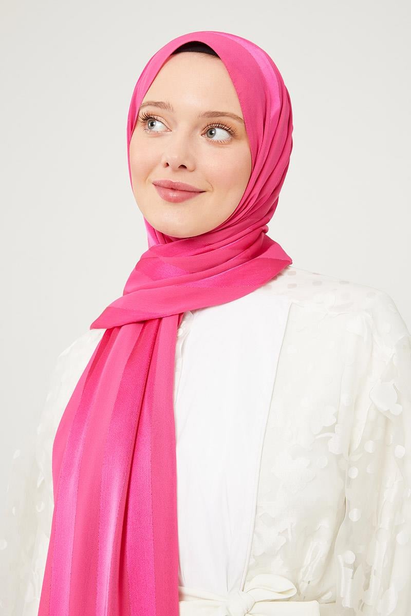 Fivescarf Fuşya Sim Şeritli Tokyo Şal