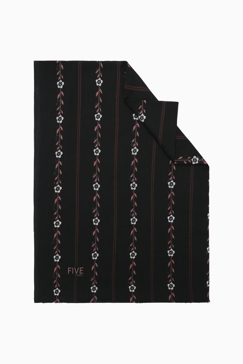 Fivescarf Gece Siyahı Relax Papatya Şal