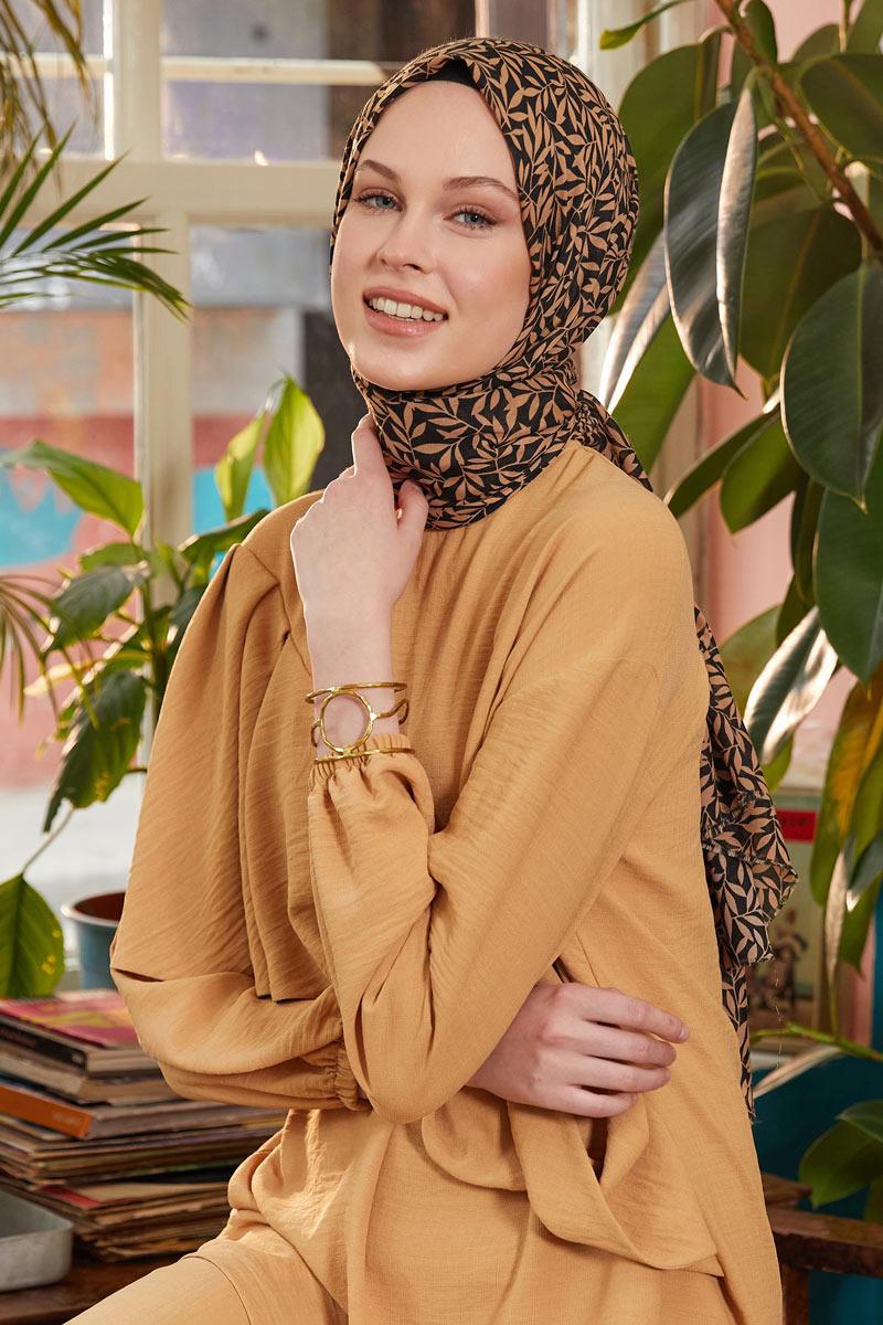 Fivescarf Gece Siyahı Relax Sarmaşık Şal