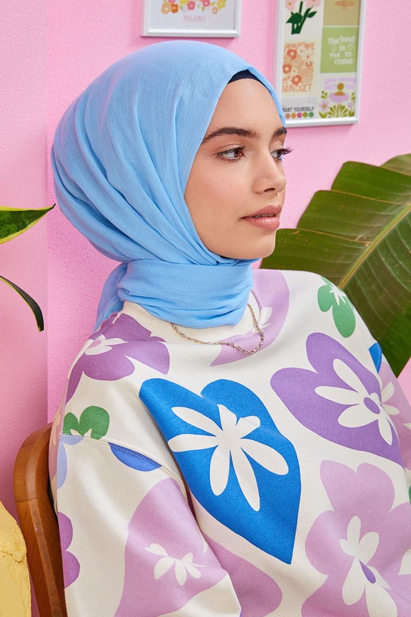 Fivescarf Gök Mavisi Olay Pamuk Şal