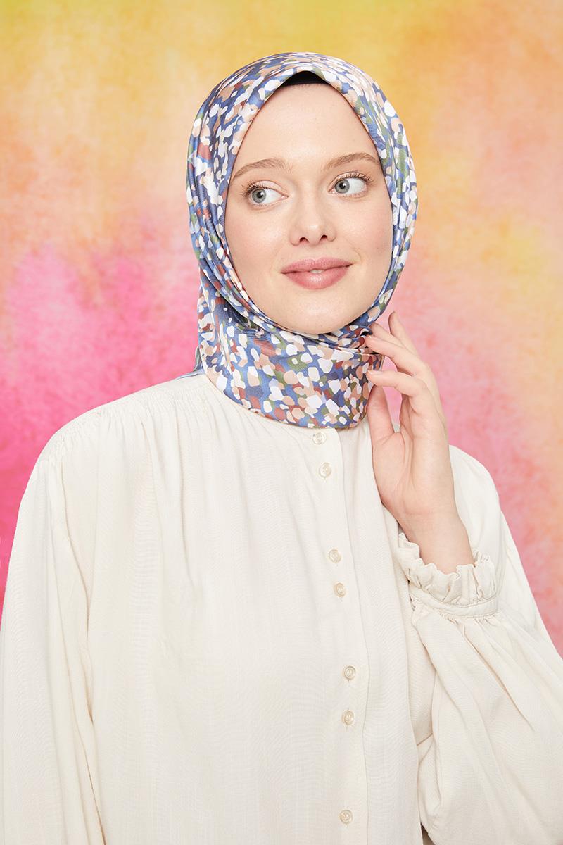 Fivescarf Gök Mavisi Twill Digital Eşarp