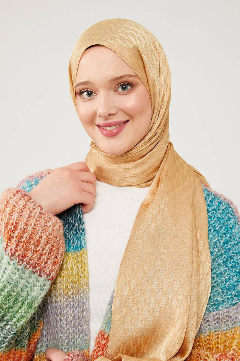 Fivescarf Gold Burgu Desen Jakarlı Elegance Şal
