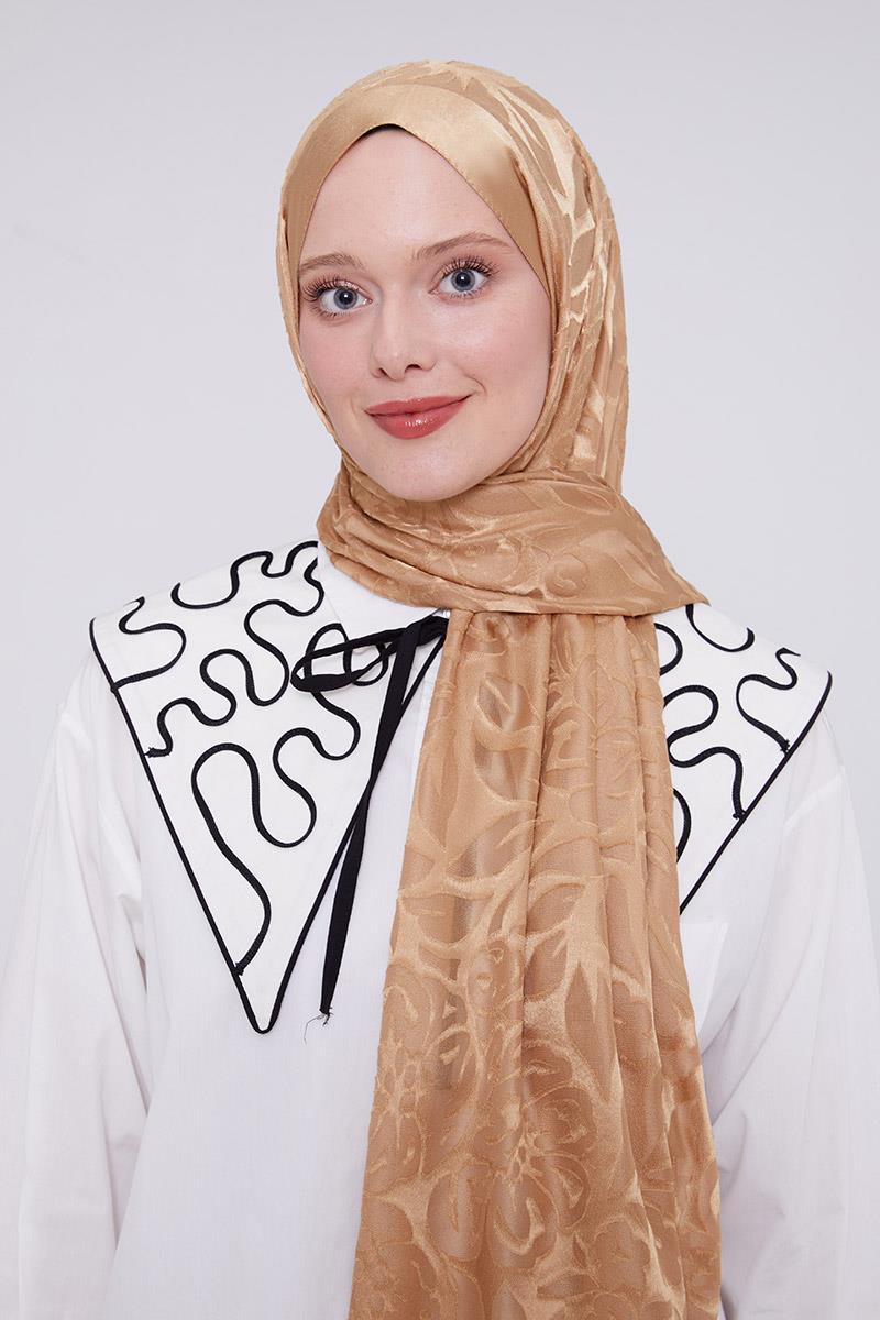 Fivescarf Gold Çiçek Desen Deluxe Devore Şal