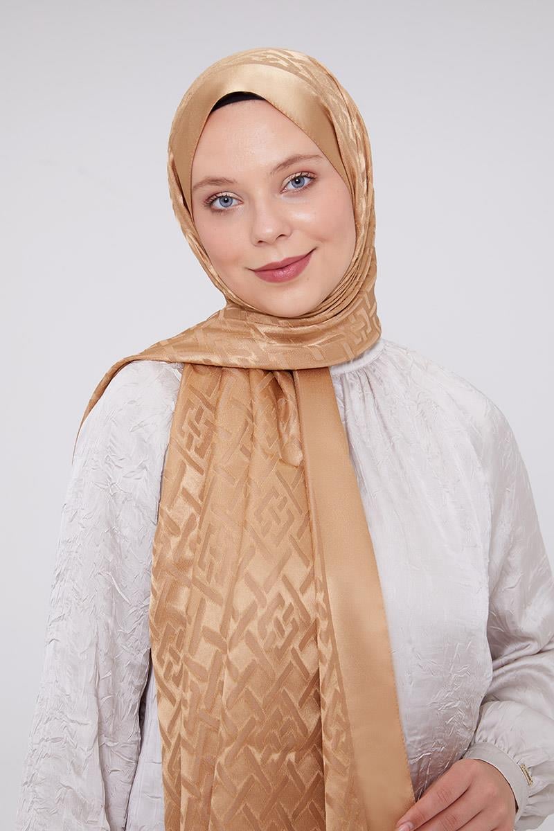 Fivescarf Gold Geometrik Desen Deluxe Devore Şal