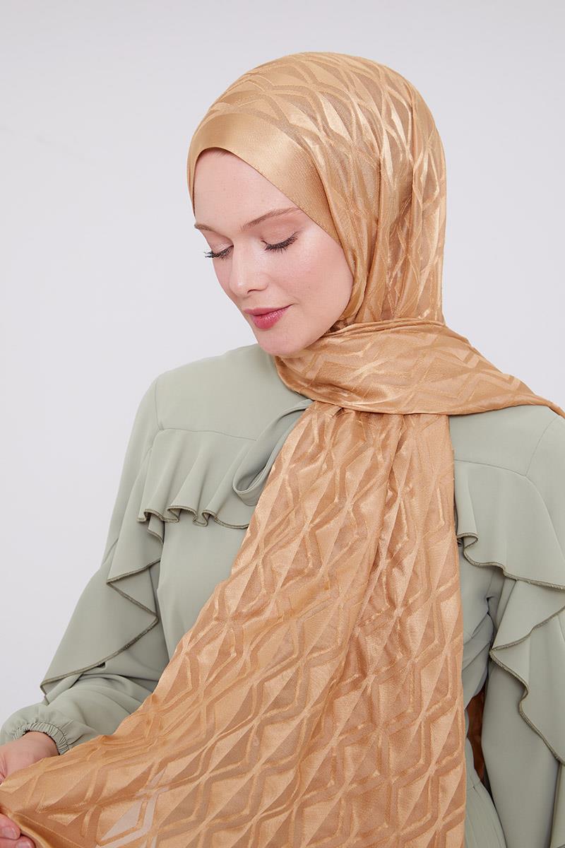 Fivescarf Gold Üçgen Desen Deluxe Devore Şal