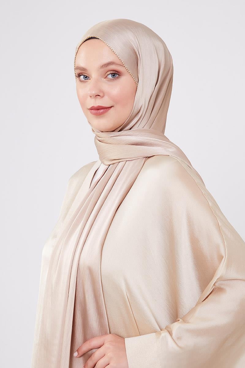 Fivescarf Gold Yanları Taş Şeritli Brilant Şal