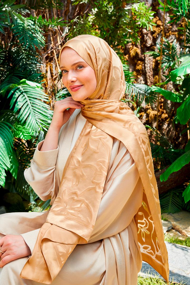 Fivescarf Gold Yonca Desen Deluxe Devore Şal