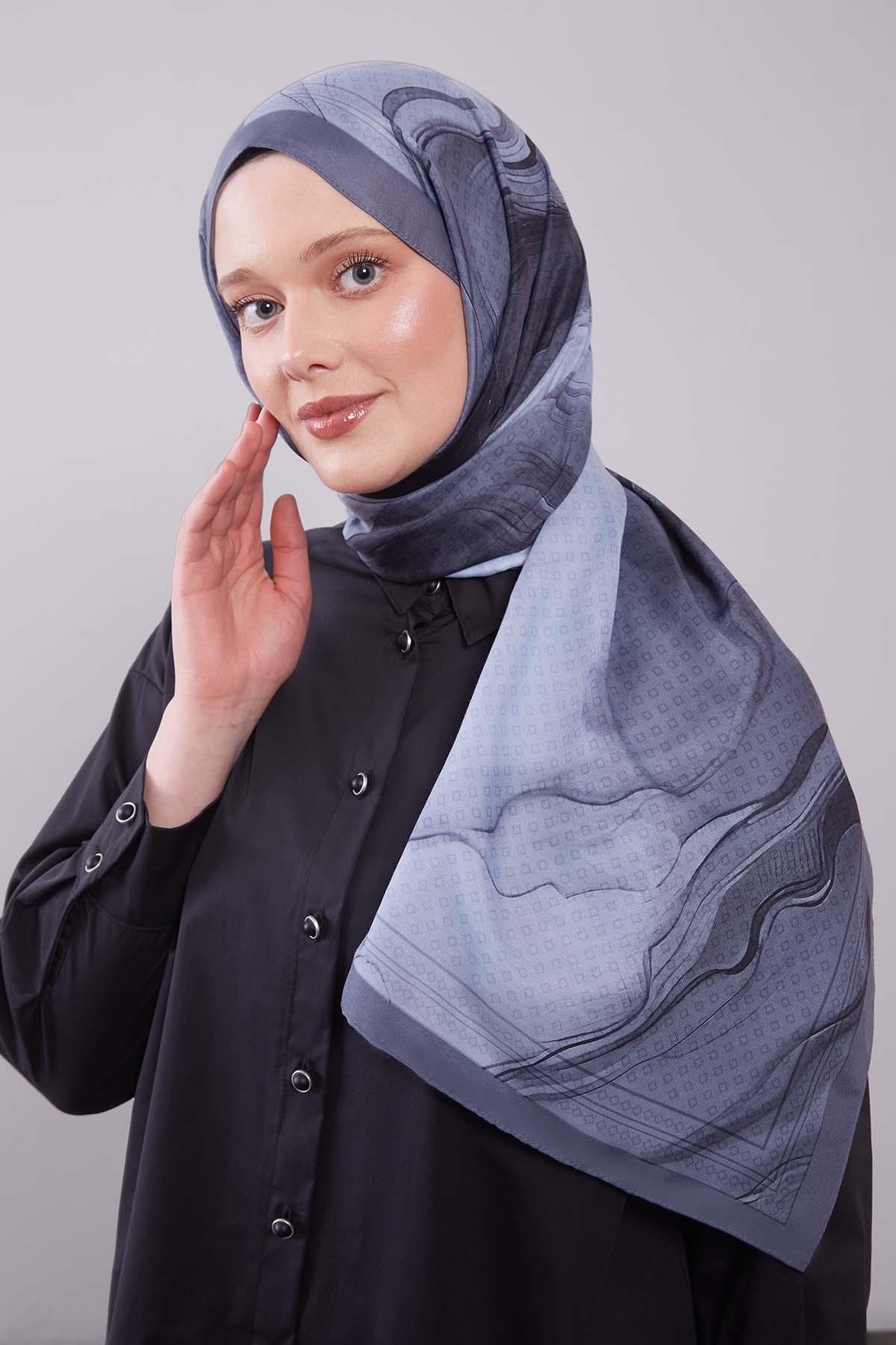 Fivescarf Gri Dalgalı Desenli Colver Şal