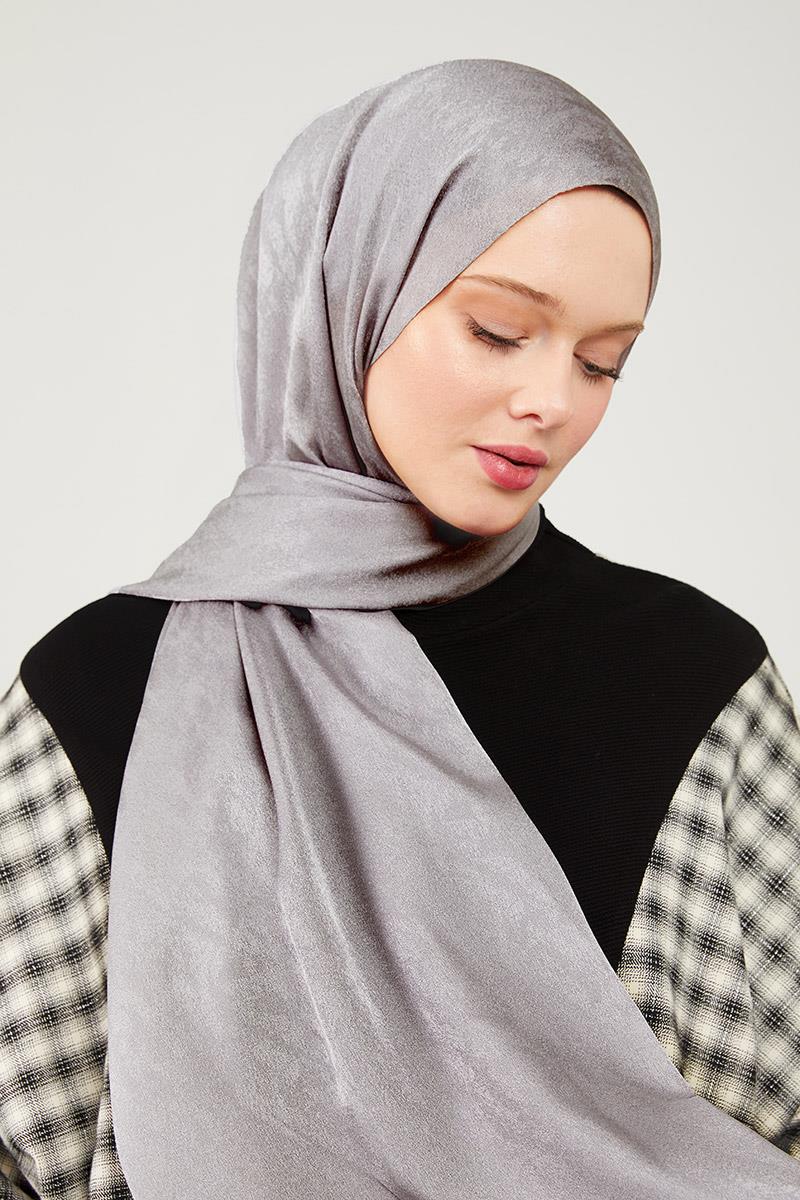 Fivescarf Gri Jakarlı Elegance Şal
