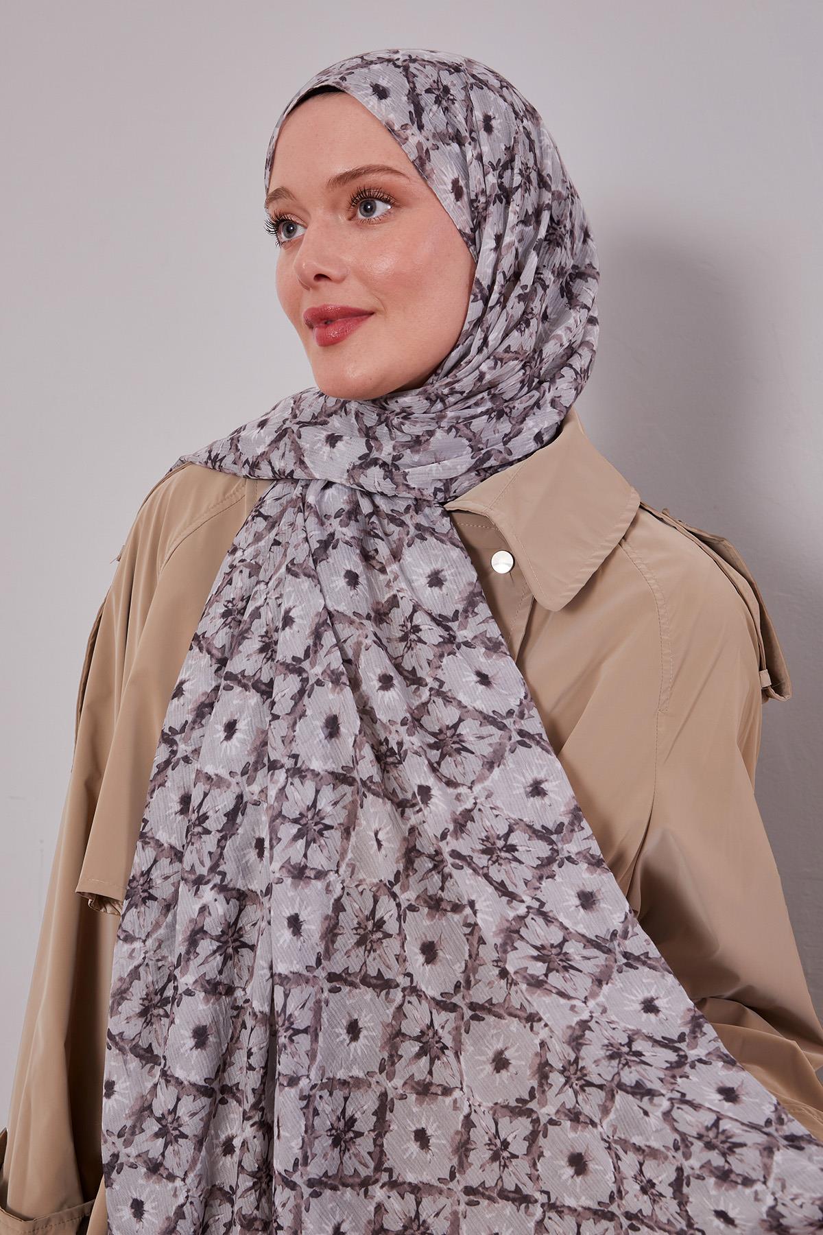 Fivescarf Gri Kar Tanesi Desenli Craze Comfort Şal