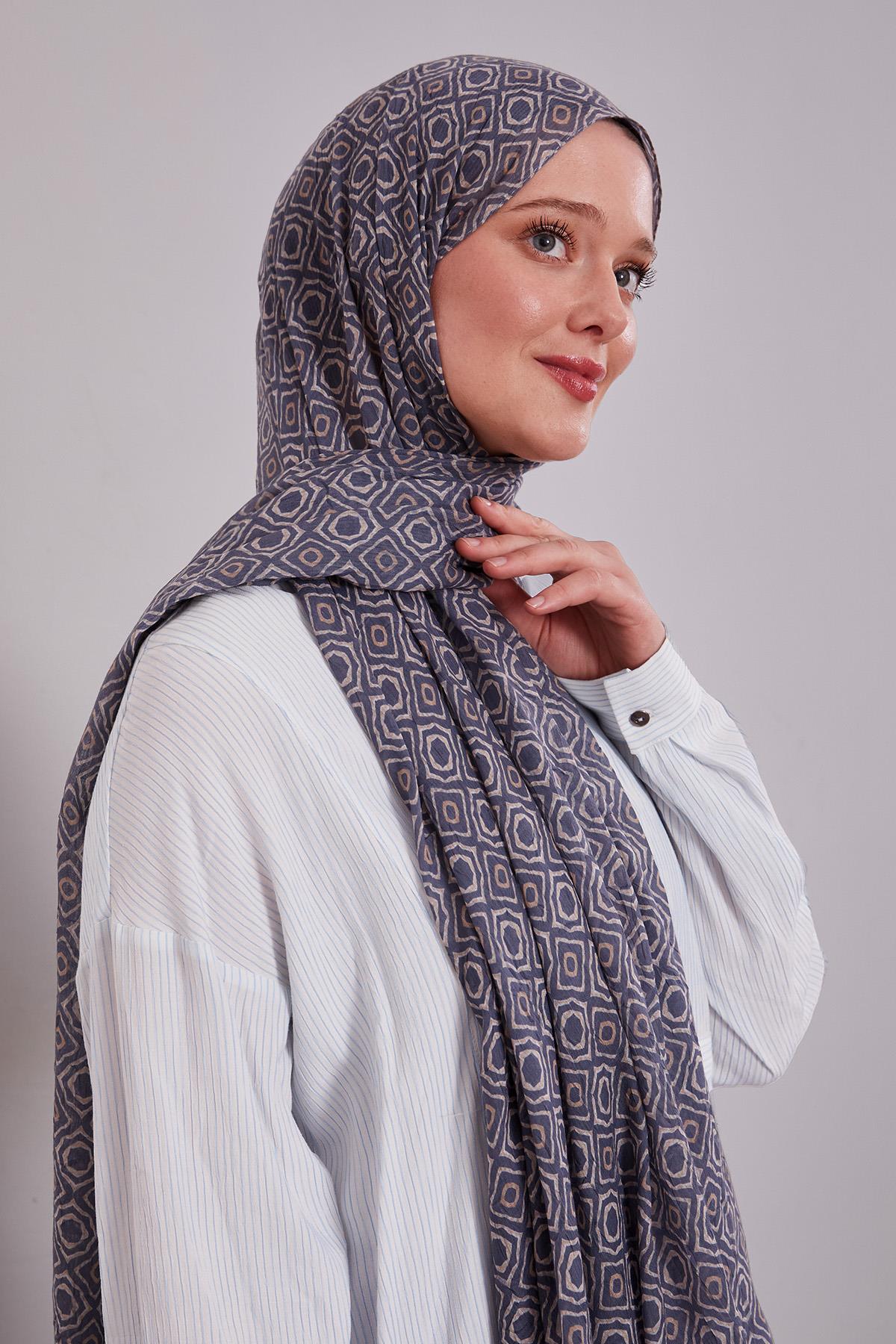 Fivescarf Gri Karo Desenli Craze Comfort Şal