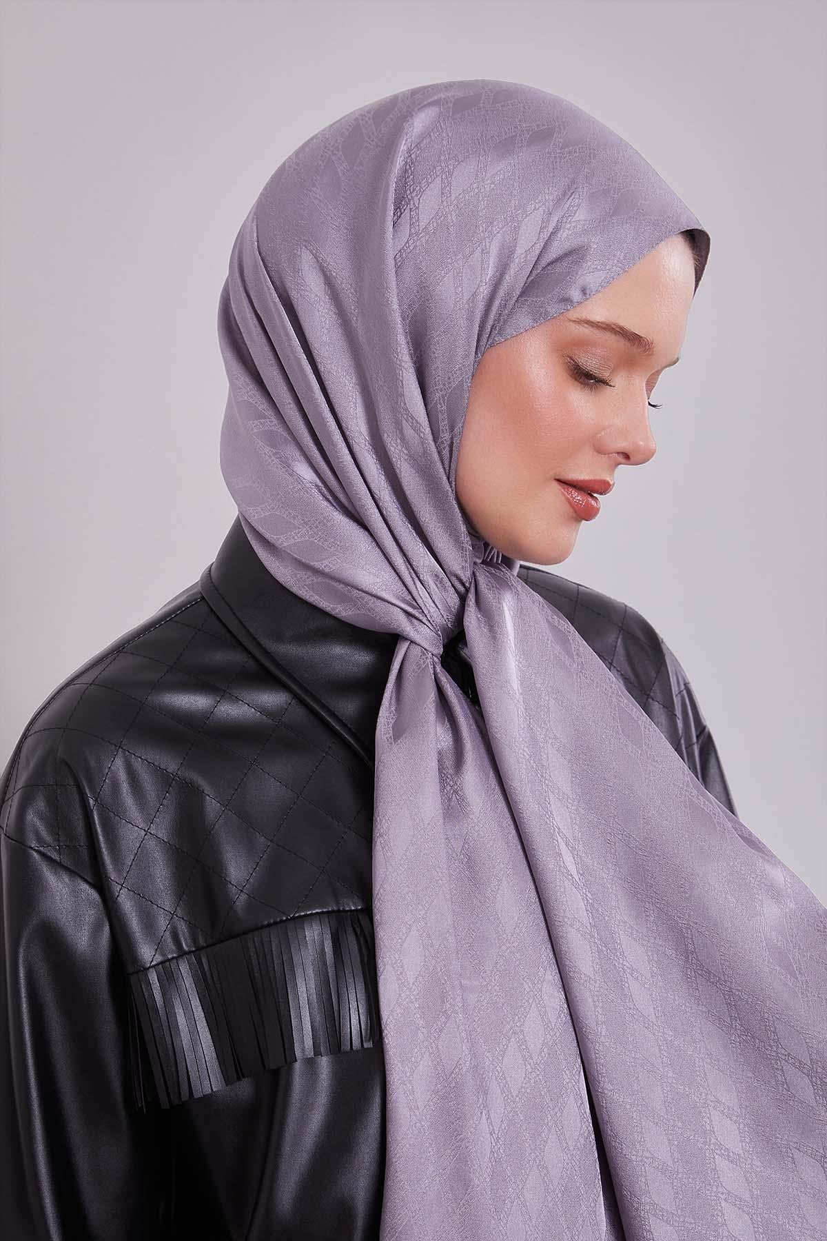 Fivescarf Gri Örgü Desen Jakar Şal