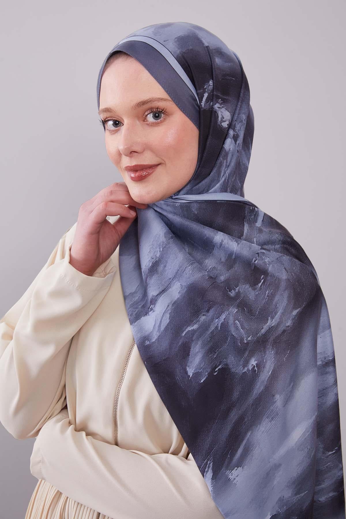 Fivescarf Gri Soyut Desen Clover Şal