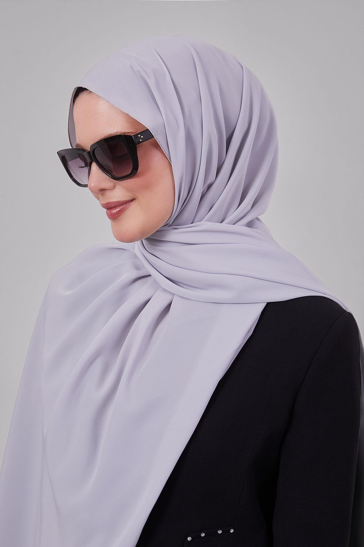 Fivescarf Gri Taşlı Lüx Medine İpeği Şal