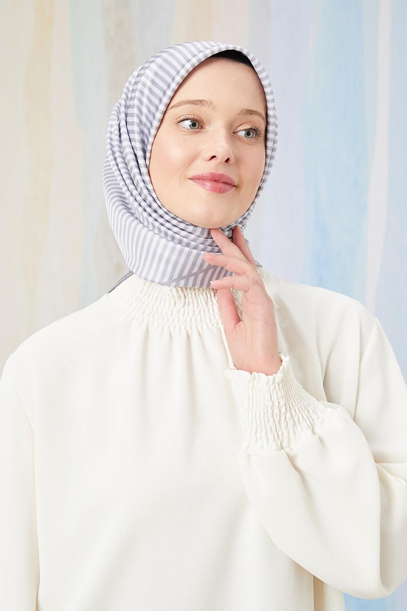 Fivescarf Gri Twill Digital Eşarp