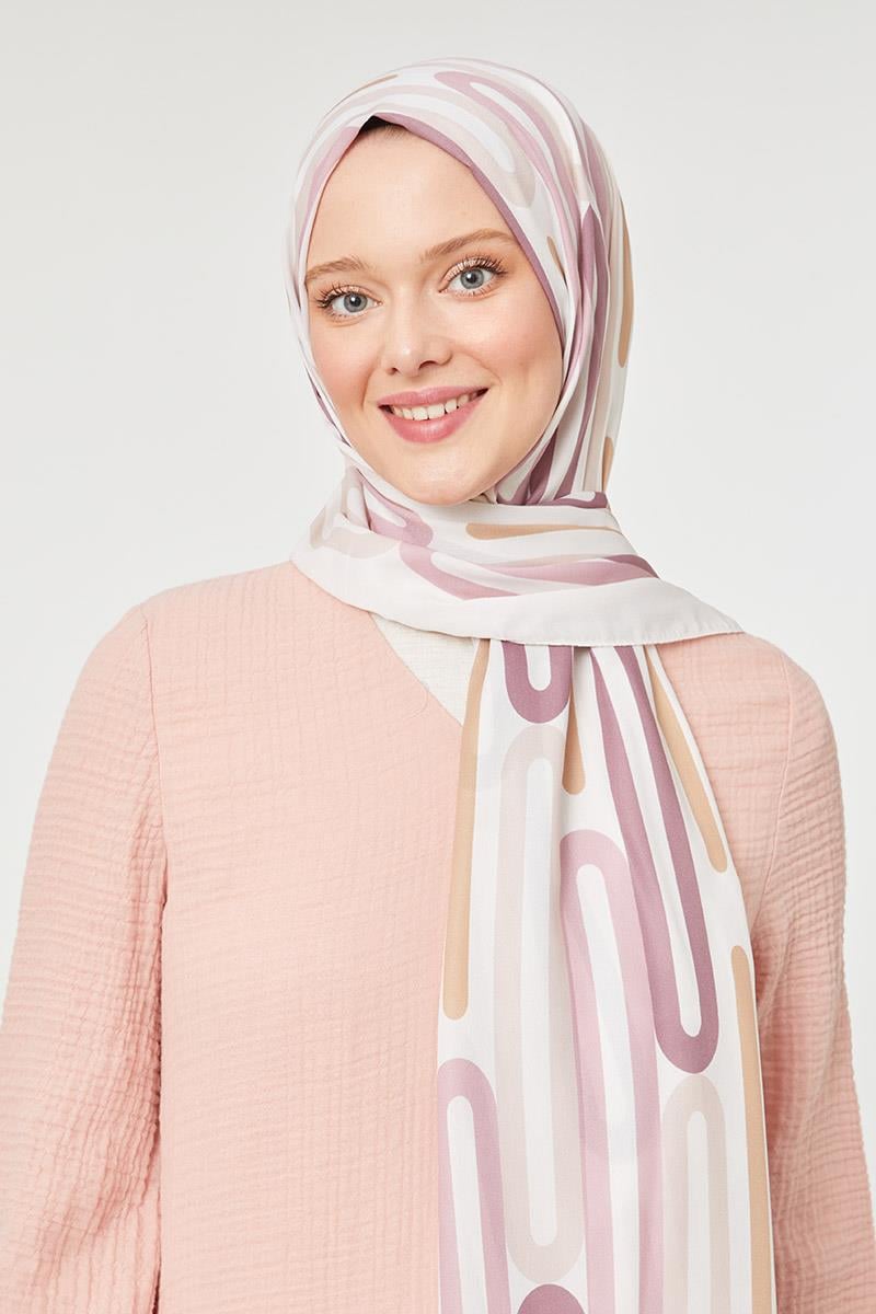 Fivescarf Gül Ataç Desen Mono Krep Şal