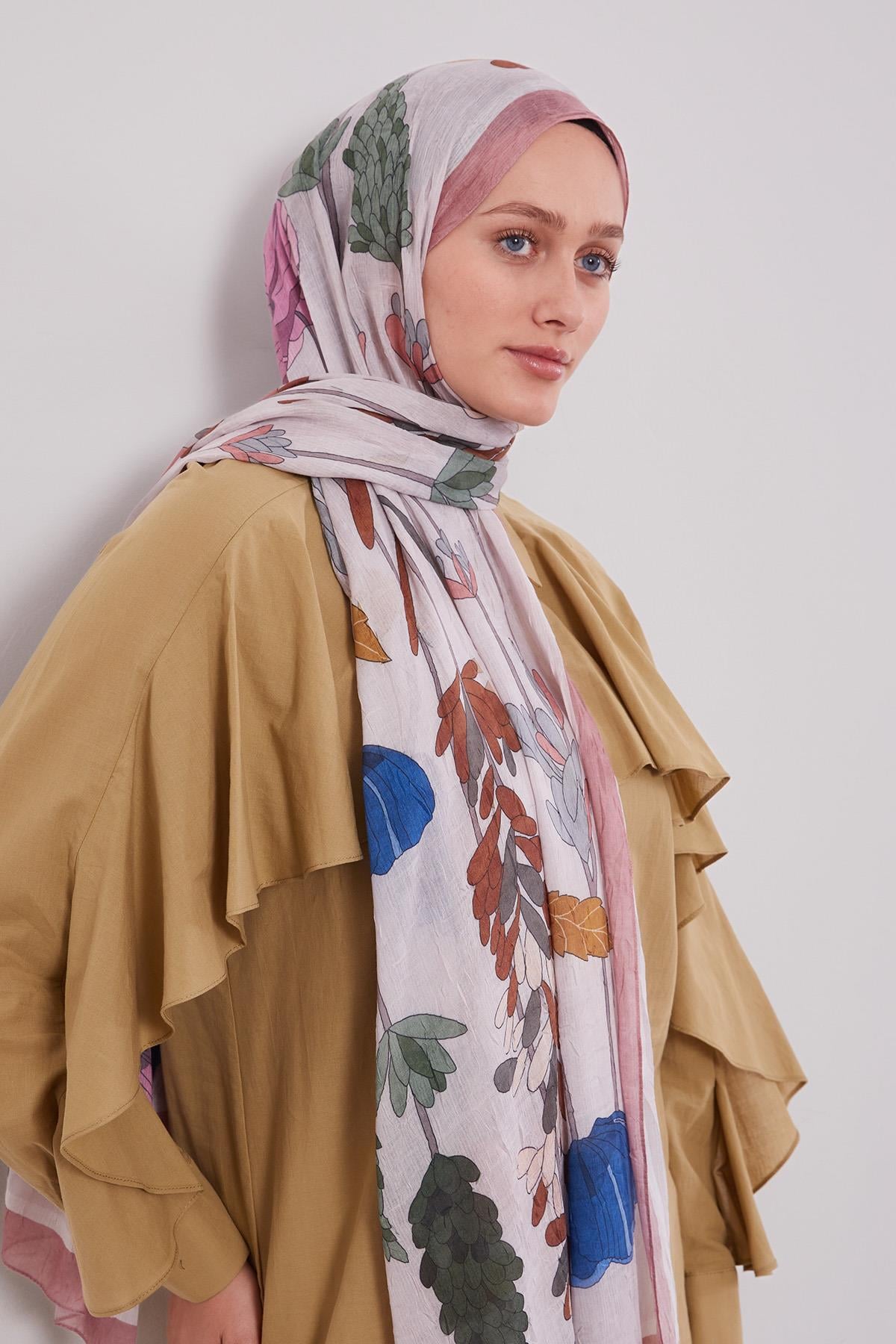 Fivescarf Gül Büyük Çiçek Desenli Craze Comfort Şal