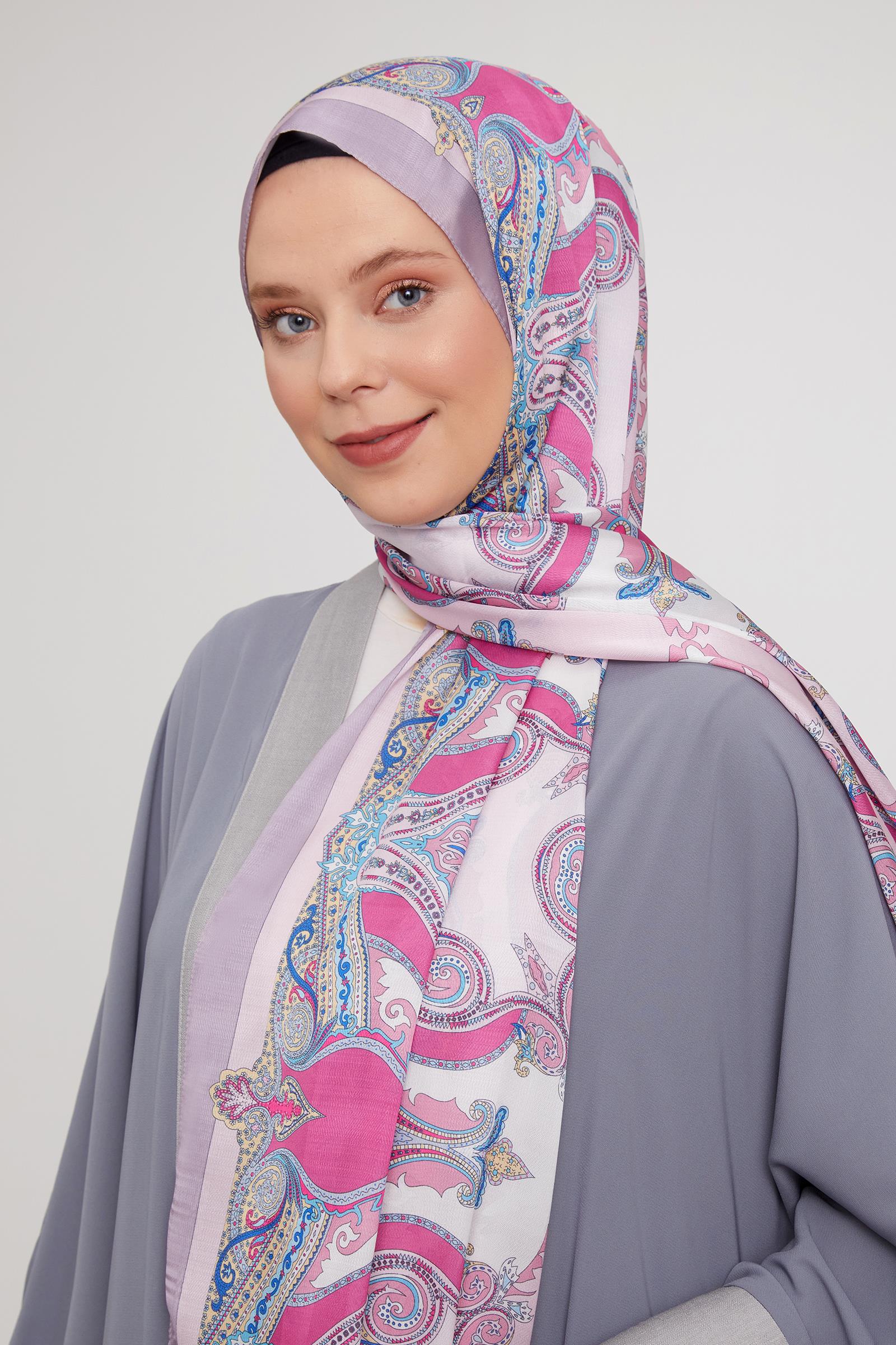 Fivescarf Gül Etnik Çini Desen Vual İpek Şal